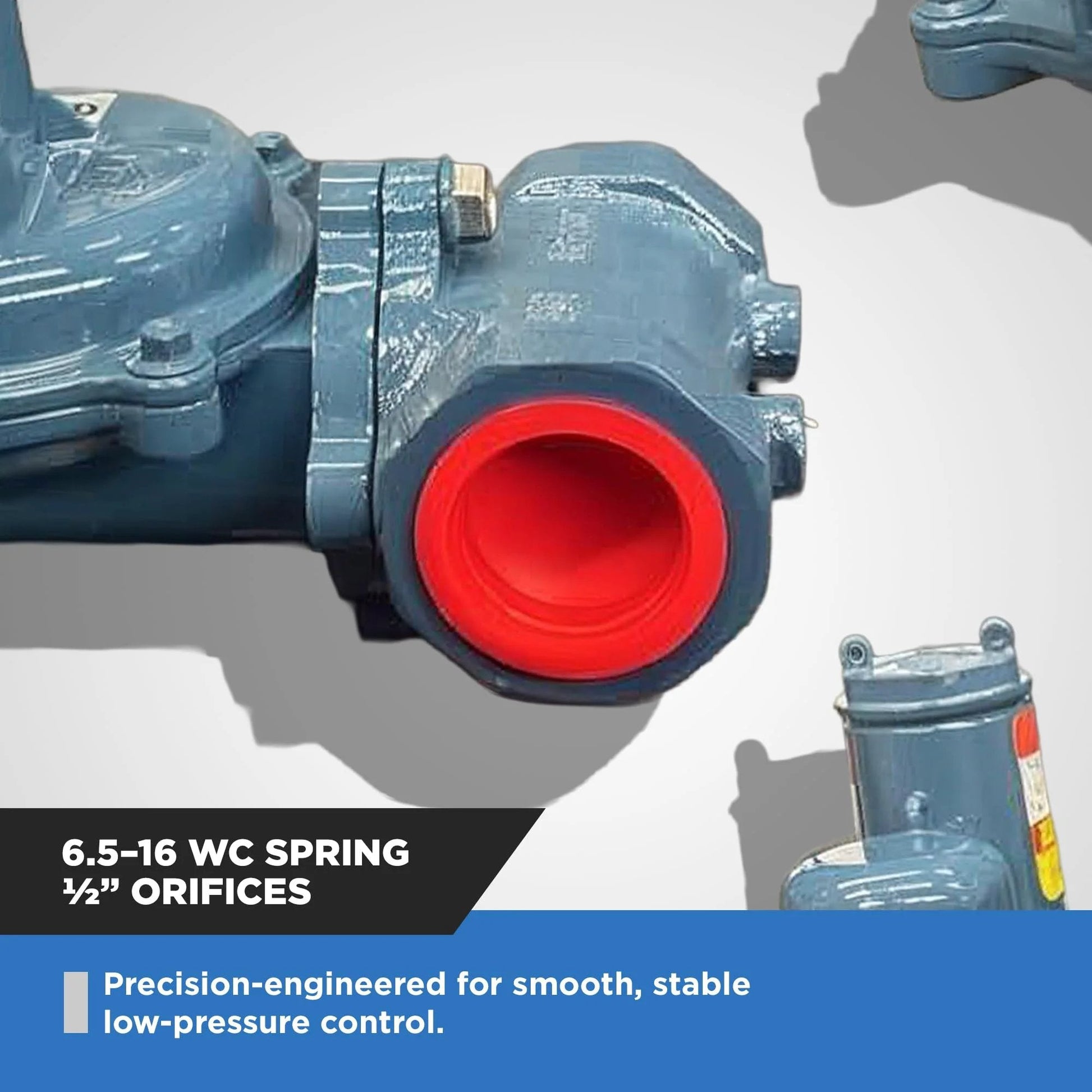 Natural Gas And Propane Regulator With Internal Relief Valve For Low Pressure One Half Inch NPT 10 PSI Max High Flow