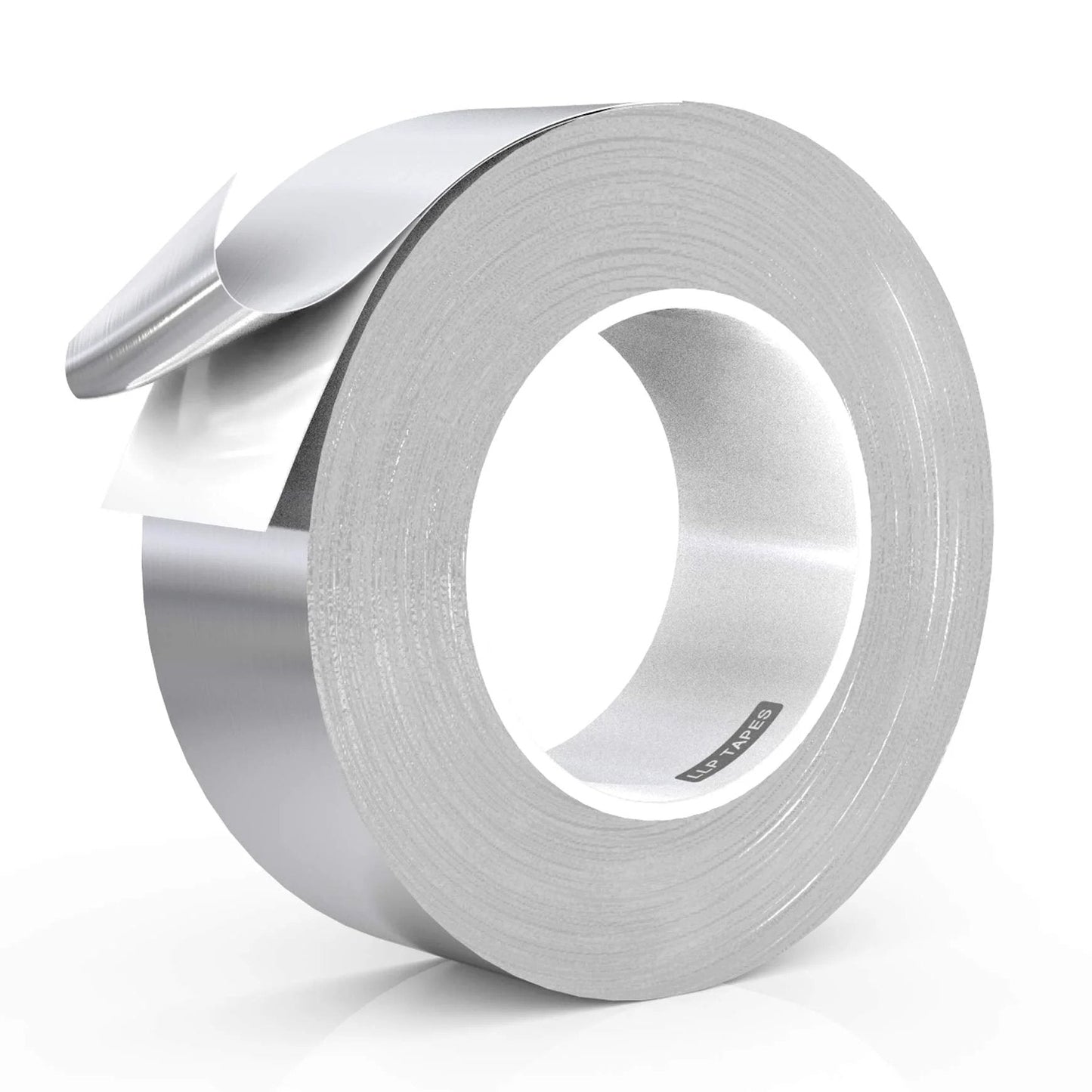 Heavy Duty Aluminum Foil Tape For HVAC Sealing And Patching 2 Inches By 70 Yards 3.6 Mil in a roll showcasing shiny aluminum surface.