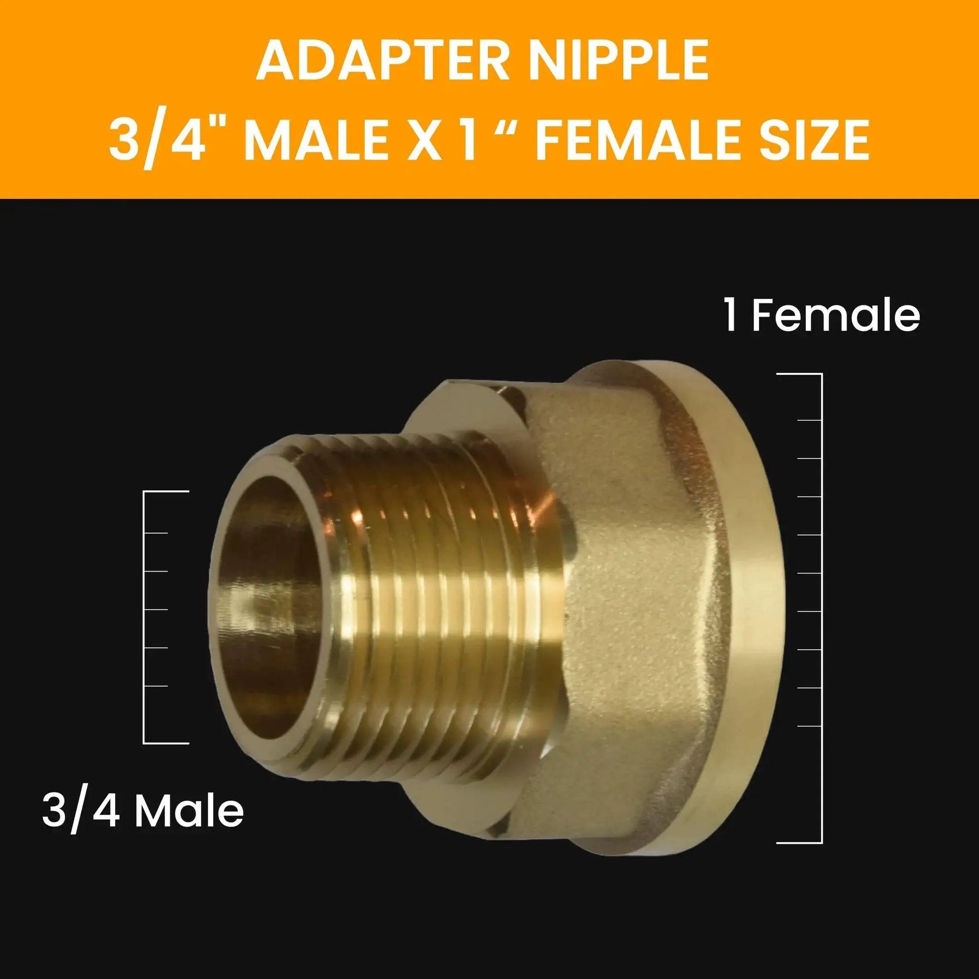 Brass Adapter Nipple Three Quarter Inch To One Inch Female Pipe Fitting NPT Connector For Plumbing Built Tough For High Temp