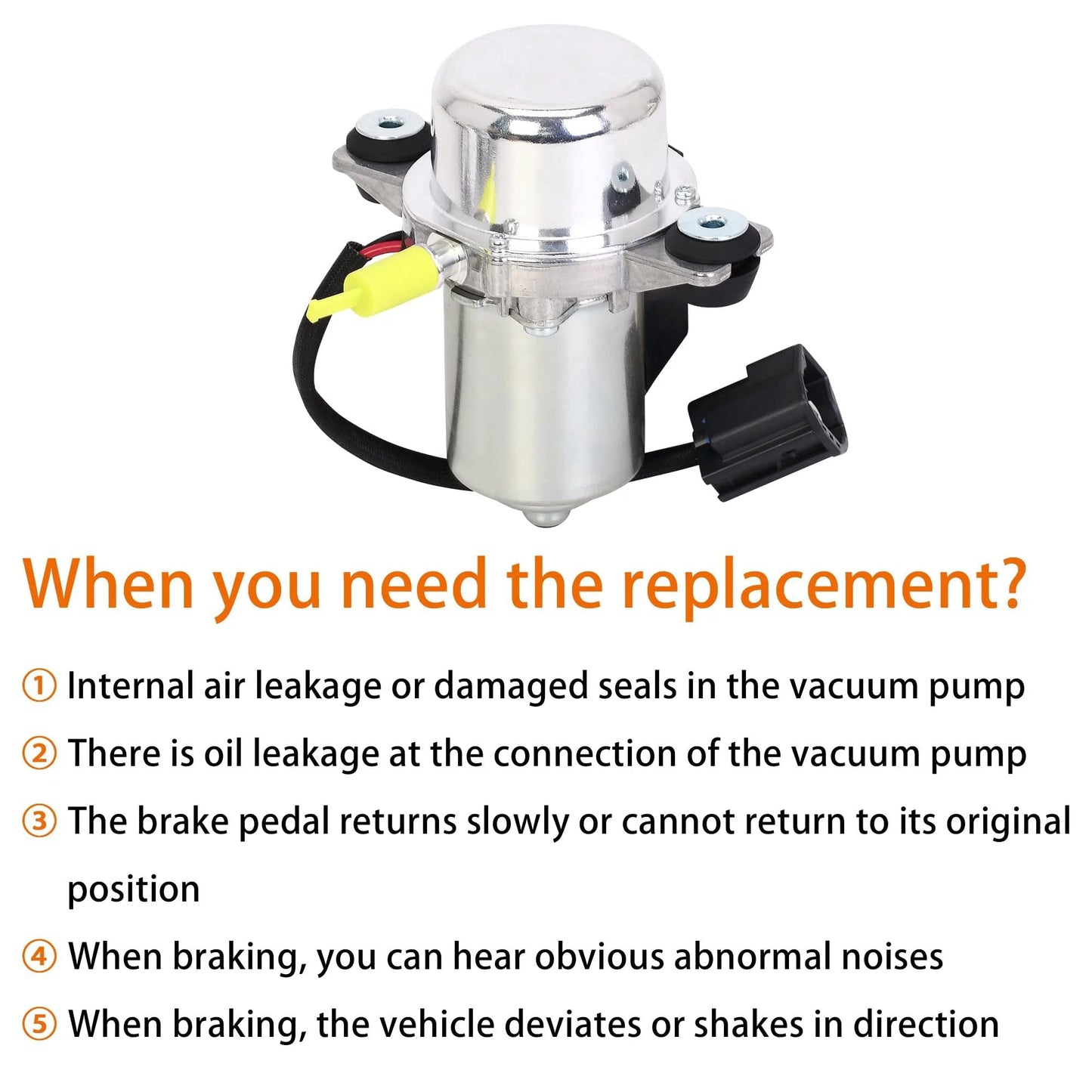 Brake Booster Vacuum Pump For GM Cars And SUVs Replaces 20804130 20939309 31317530 UP28 Compatible installed view with description