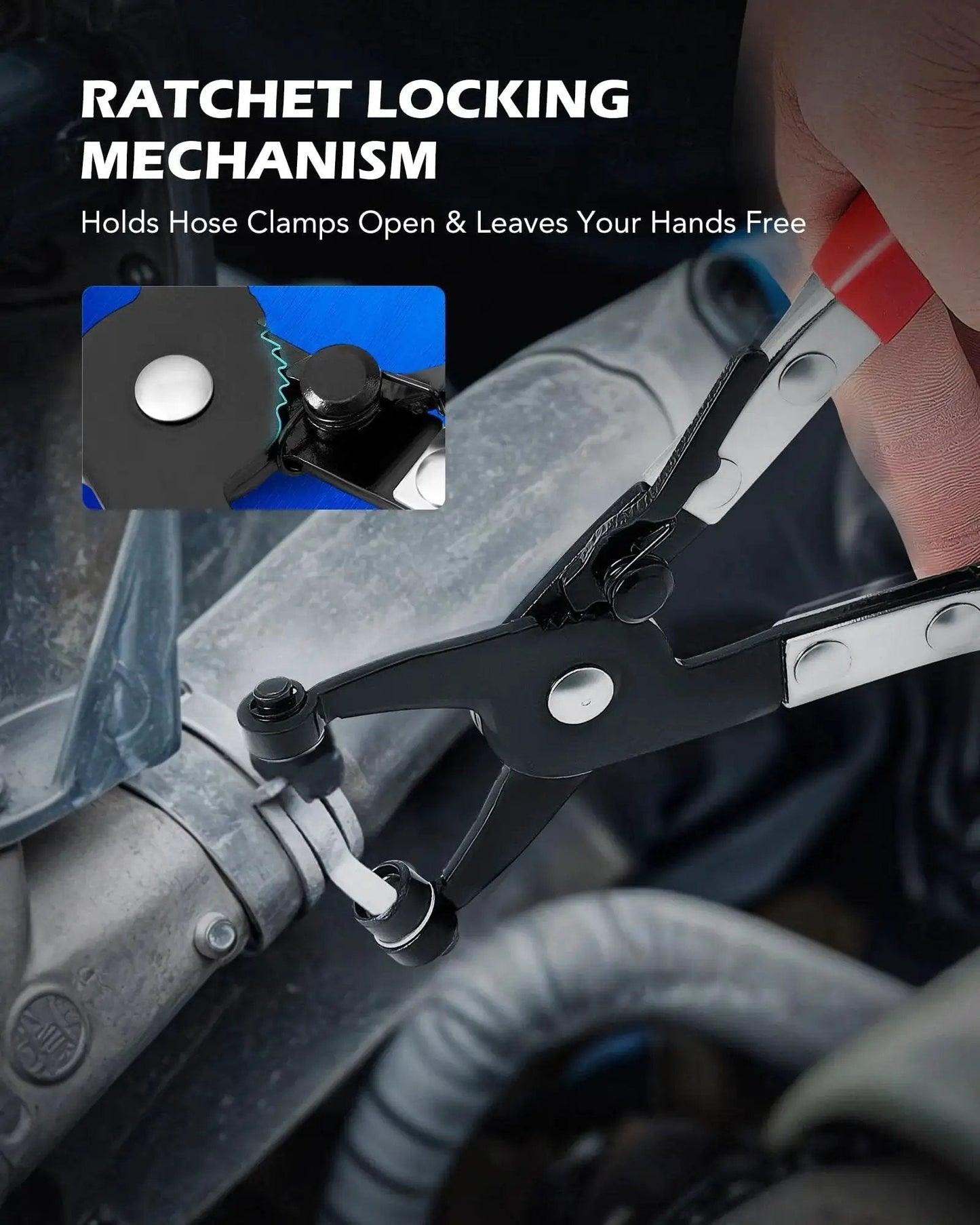 Long Reach Hose Clamp Pliers Set For Automotive Radiator Hoses And Band Clamps used on radiator hose, black finish