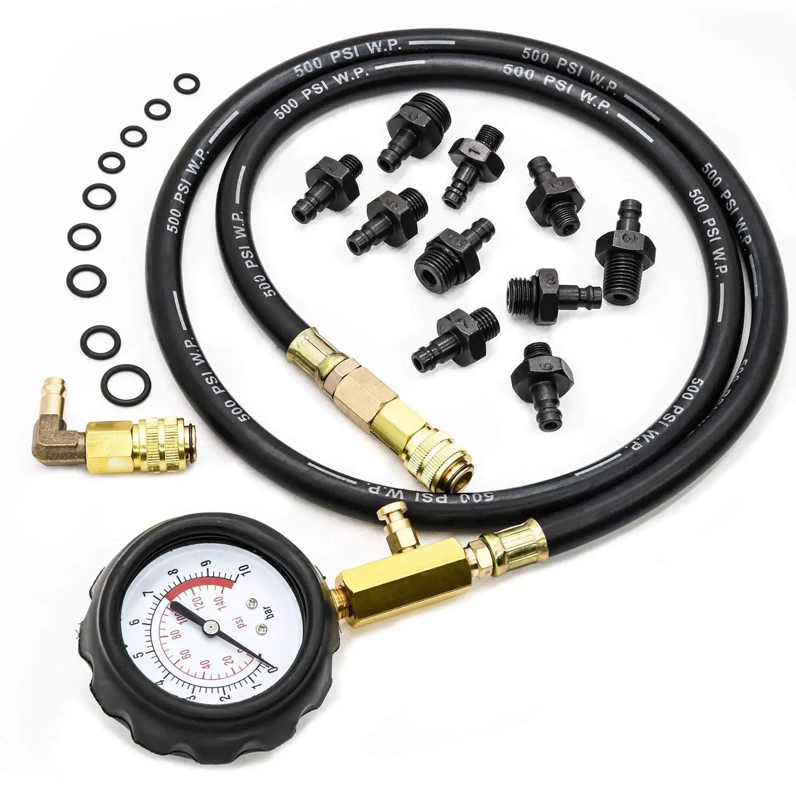 All In One Engine Oil Pressure Tester Kit 0 To 140 PSI Gauge For Cars ATVs And Trucks With Easy Connect Adapters