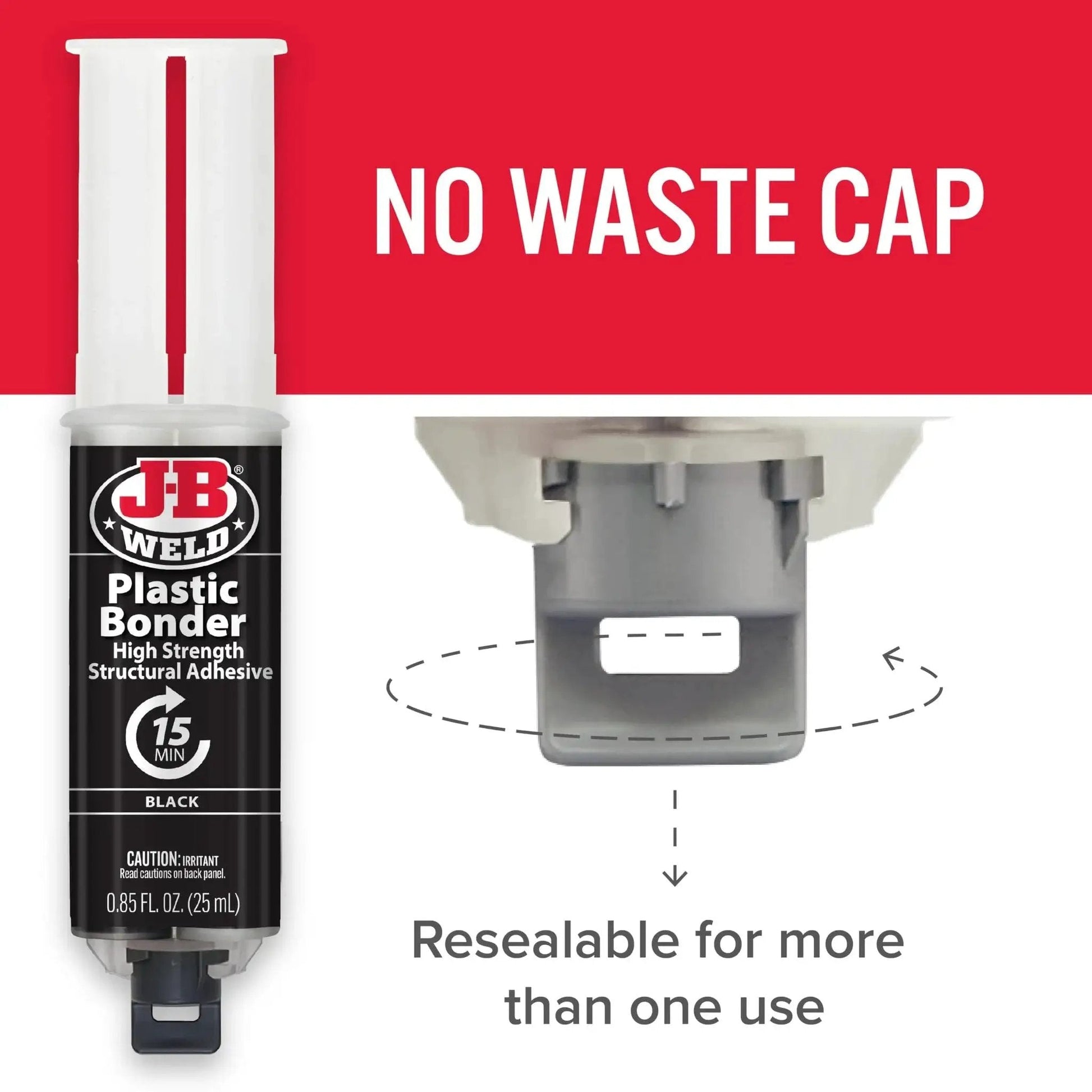 Plastic Bonder Body Panel Adhesive And Gap Filler Syringe Black 25 Ml with resealable no waste cap