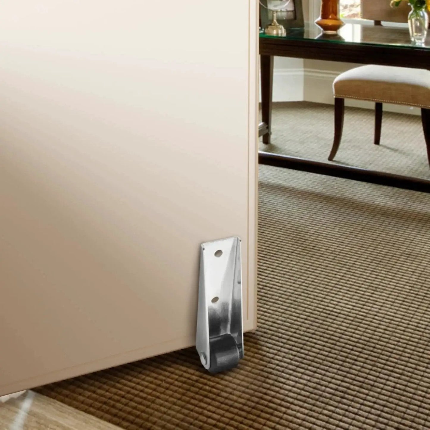 Swivel Gate Caster Wheels With TPE Rubber for furniture mobility on carpet, installed on door, 1.6 inch silver black, quiet rolling