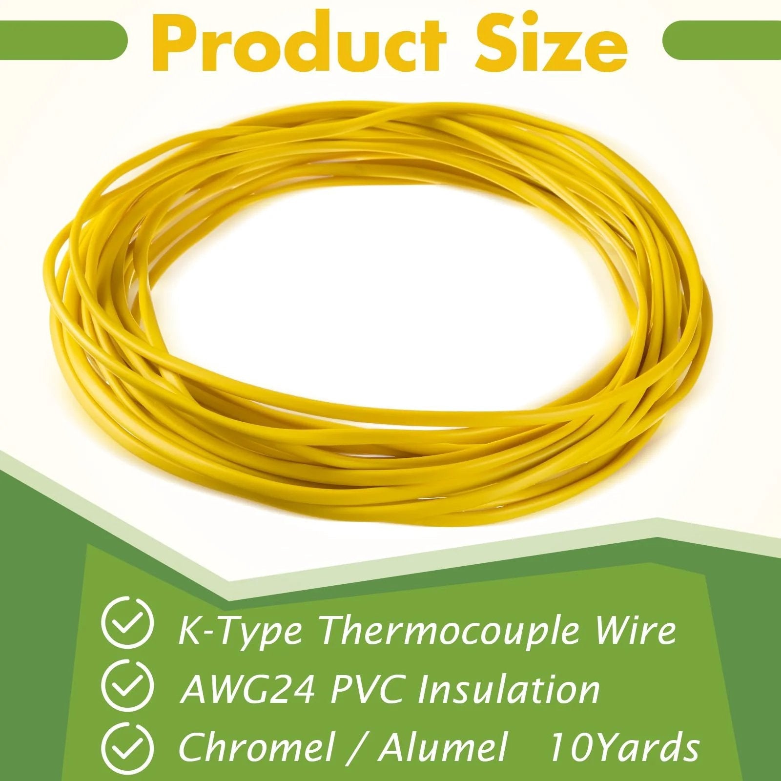 K Type Thermocouple Wire AWG 24 Solid With PVC Insulation For Thermocouples And Extension Wiring Ten Yards Pack