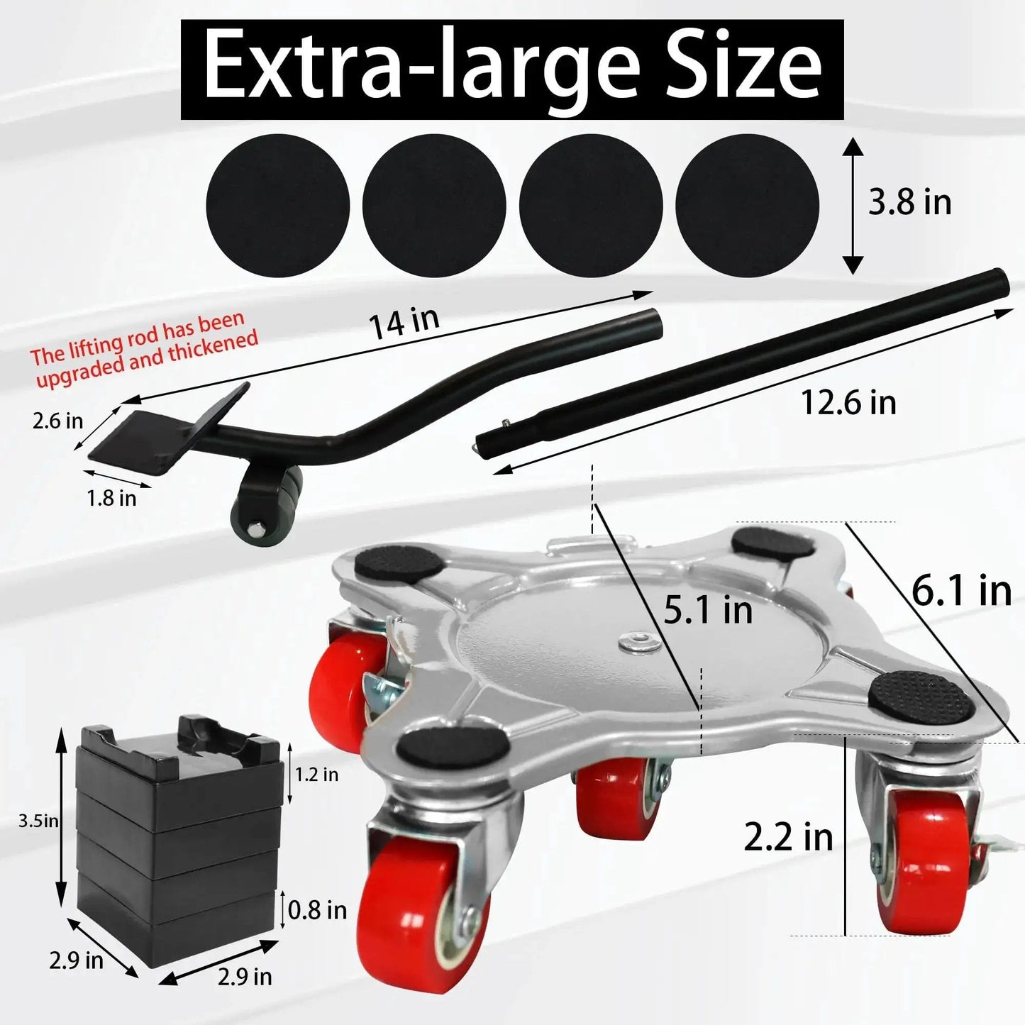 Heavy Duty Five Wheel Furniture Mover Dolly With 360 Degree Rotating Cardan Wheels And Brakes, extra-large size details