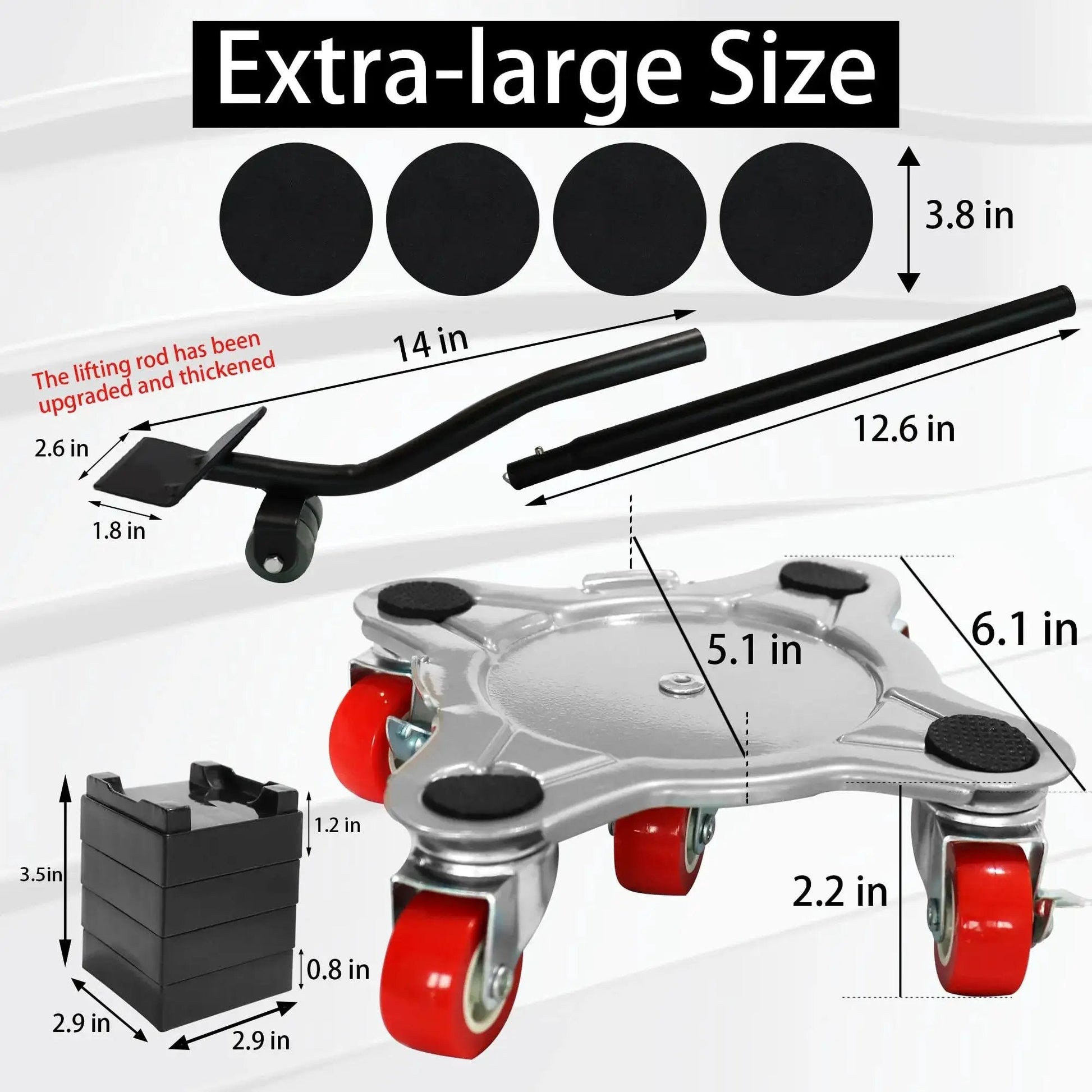 Heavy Duty Five Wheel Furniture Mover Dolly With 360 Degree Rotating Cardan Wheels And Brakes, extra-large size details