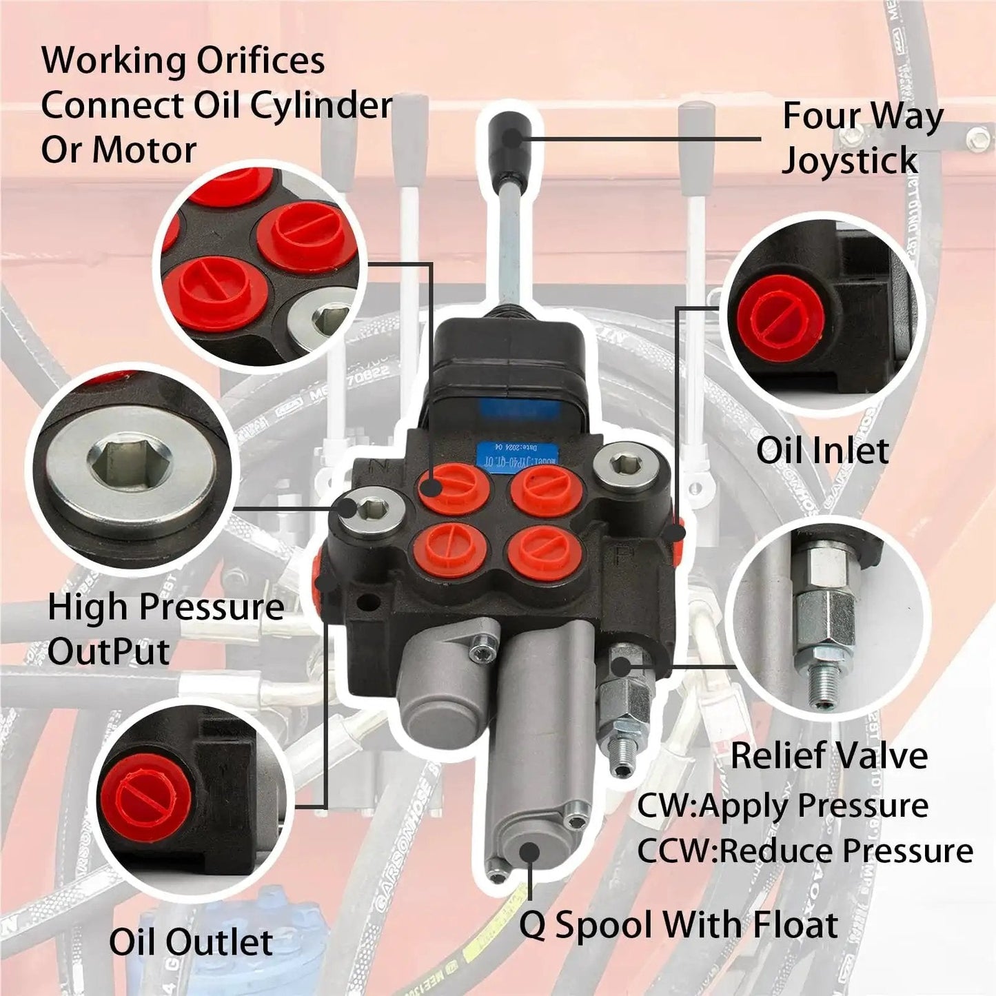 Hydraulic Control Valve With Joystick And Float For Log Splitters And Tractor Loaders 2 Spool 11 GPM Closed Center Directional Valve