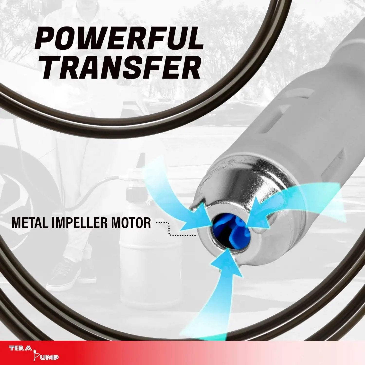 Close-up of metal impeller motor on Battery Powered Fuel Transfer Pump With Overfill Protection 2.5 GPM 4.27 Ft Hose