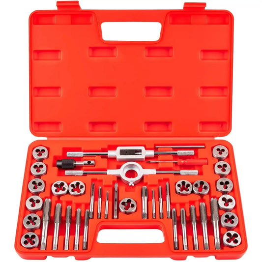 Premium 40 Piece Metric Tap And Die Set For M3 To M12 Taps And Dies With Full Threading Kit And Accessories in orange case