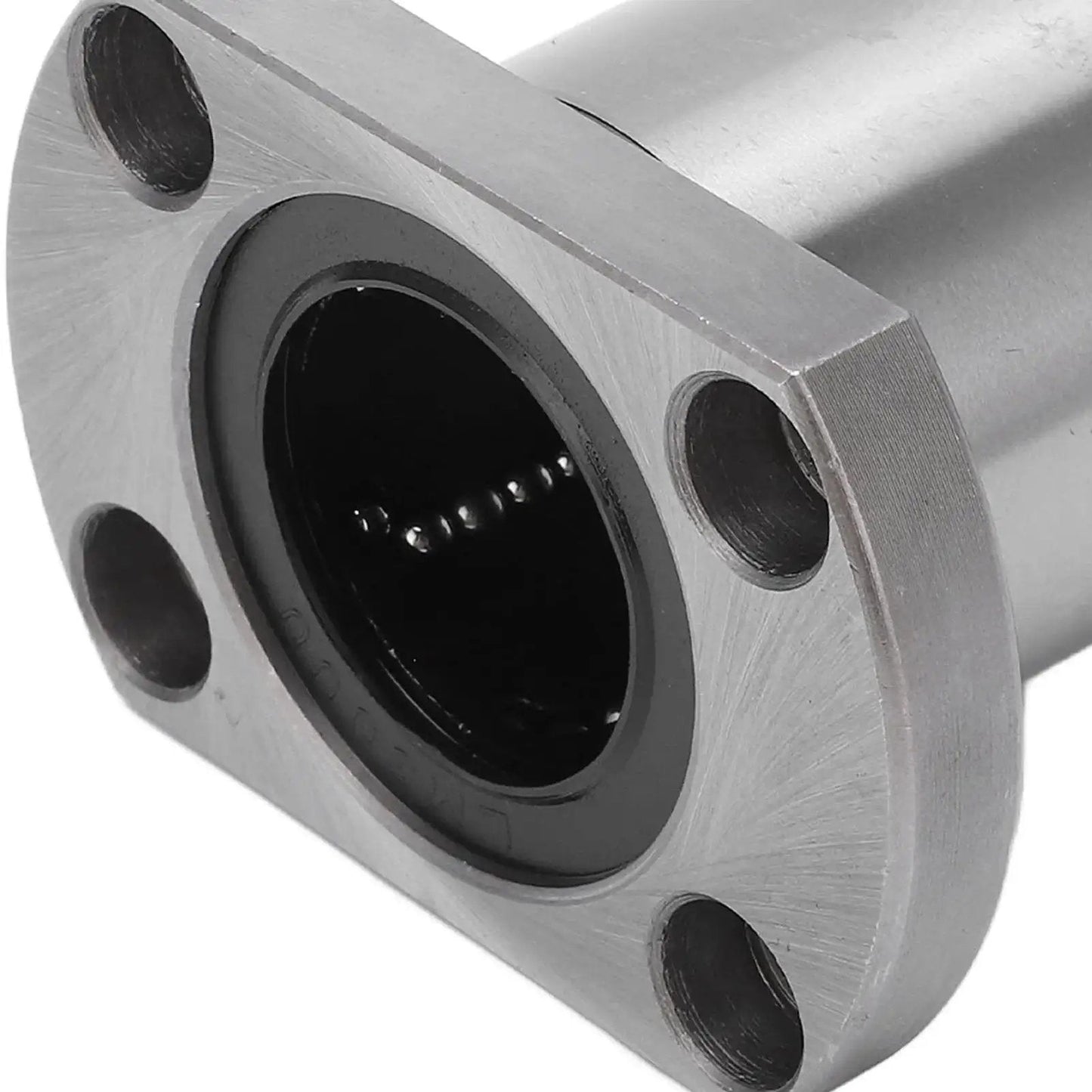 Close-up of 2Pcs Flange Linear Bearing Set for CNC Machines and Power Tools showing smooth rotation and precision fit.