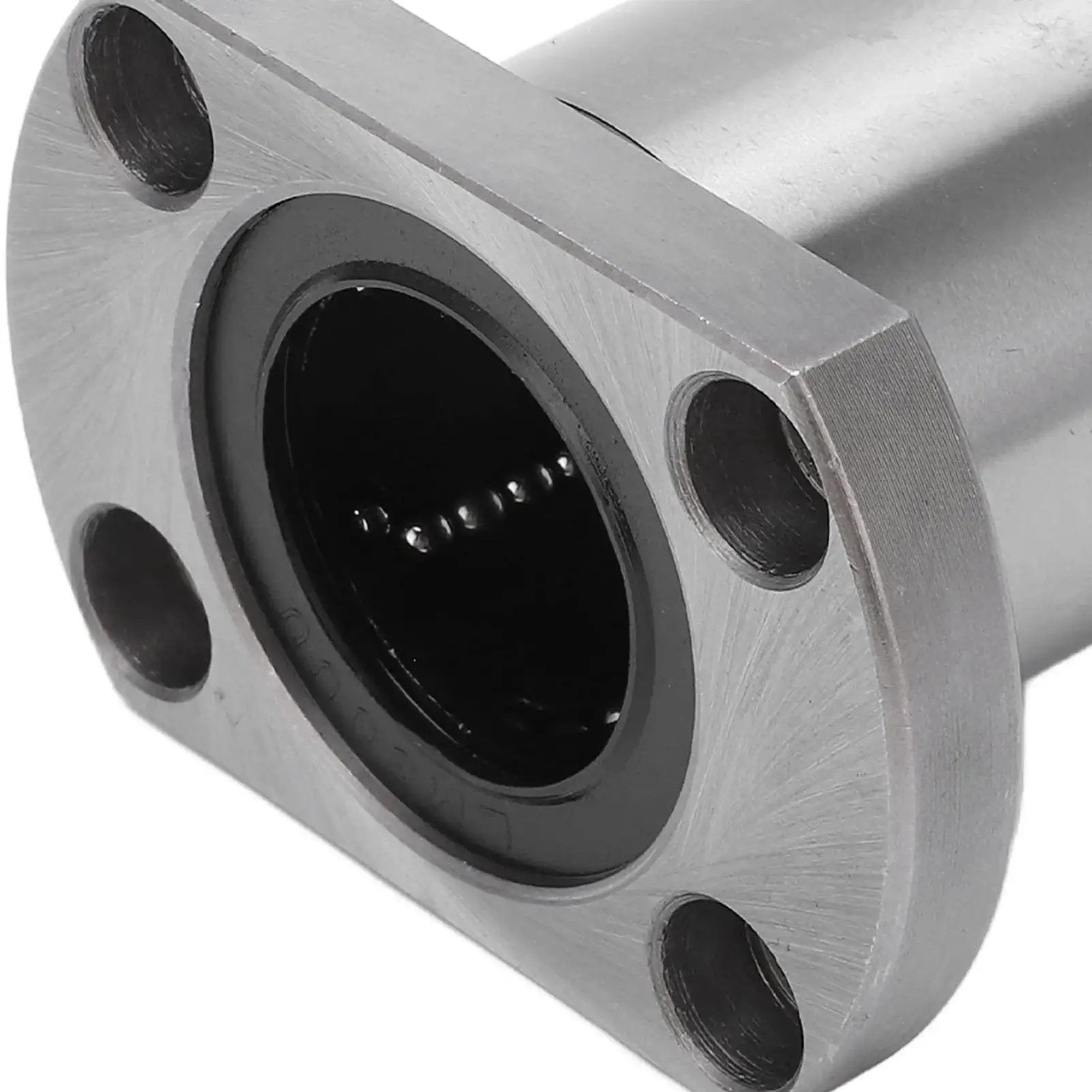 Close-up of 2Pcs Flange Linear Bearing Set for CNC Machines and Power Tools showing smooth rotation and precision fit.