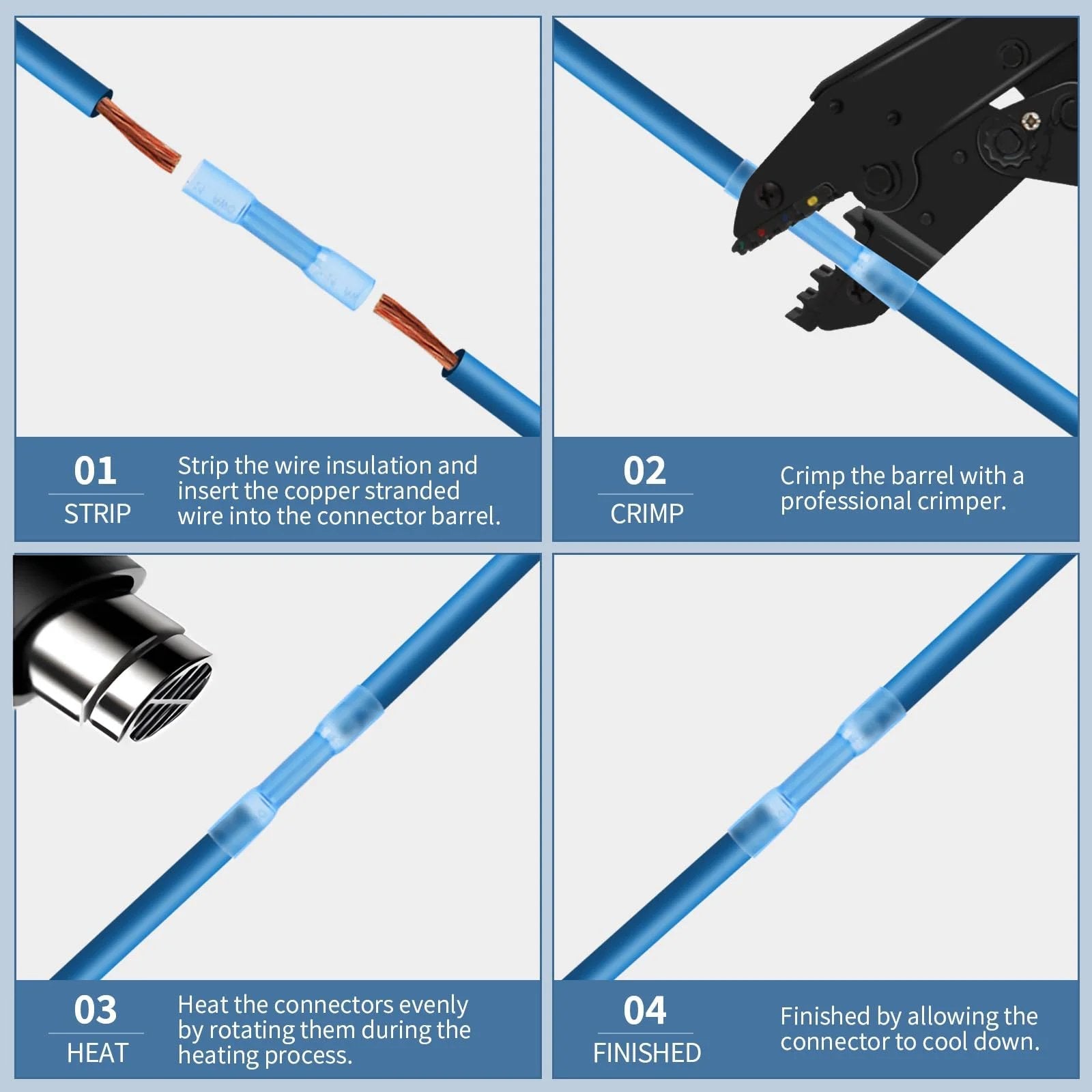 Heat Shrink Butt Connector Pack 200 Pieces Waterproof Crimp Electrical Wire Connectors For Automotive Marine And Home Wiring