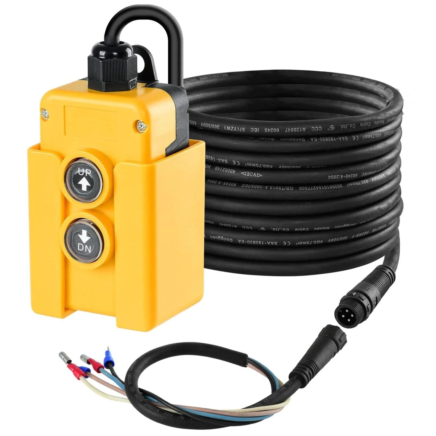 Dump Trailer Remote Control Switch For 4 Wire 12V Double Acting Hydraulic Pump Power Supply Unit with 2 buttons and cables