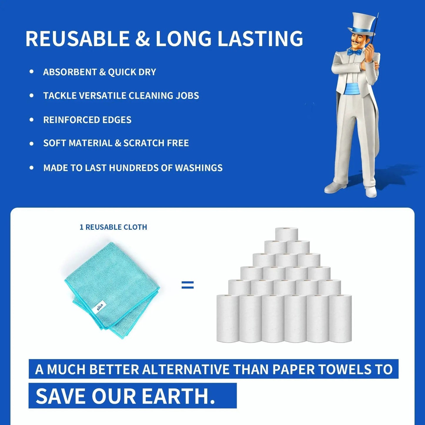 Comparison of Ultra Soft Microfiber Cleaning Cloths Pack Of 12 12.6 X 12.6 Absorbent Scratch Free with paper towels.