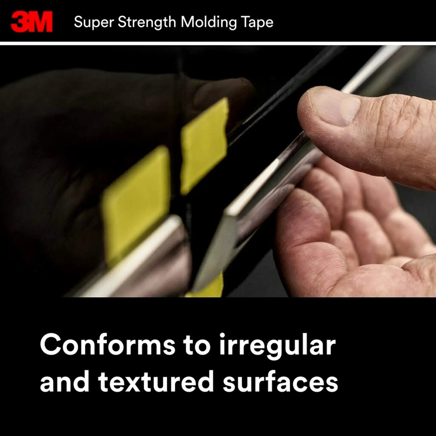 Applying Super-Strength Molding Tape 1/2 in x 15 ft Single Roll High-Strength Double-Sided Automotive Trim Adhesive to vehicle surface