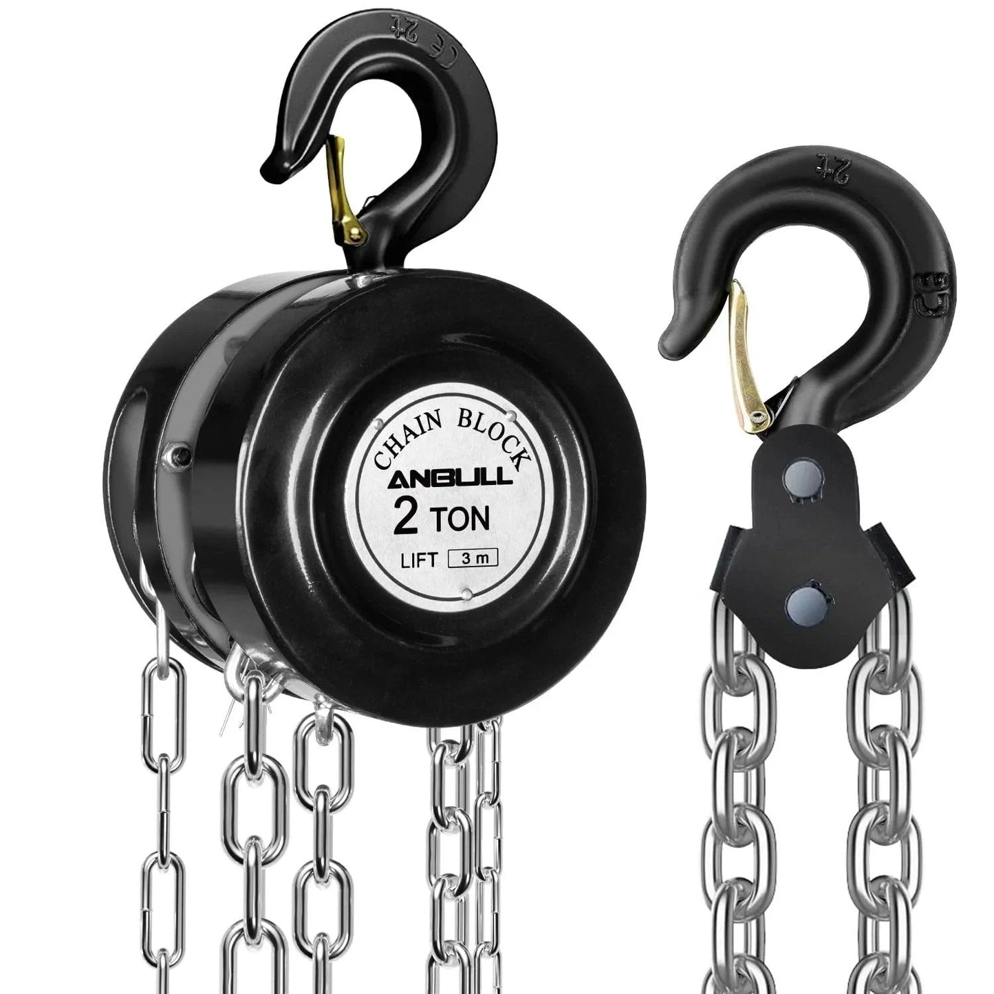 2 Ton Hand Chain Hoist With 4400 Lbs Capacity 10 Foot Lift Manual Chain Block With Upgraded G80 Galvanized Chain Detail Image