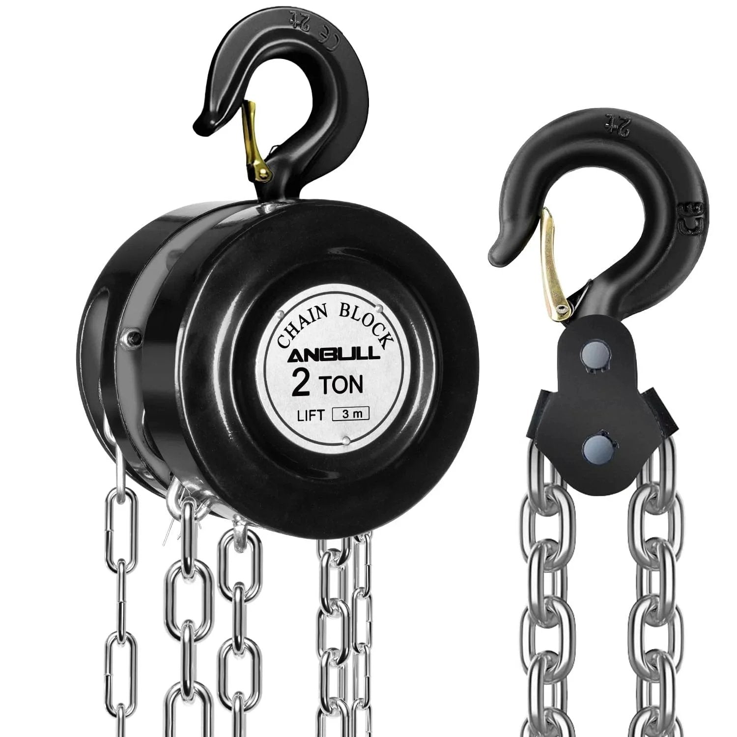 2 Ton Hand Chain Hoist With 4400 Lbs Capacity 10 Foot Lift Manual Chain Block With Upgraded G80 Galvanized Chain Detail Image