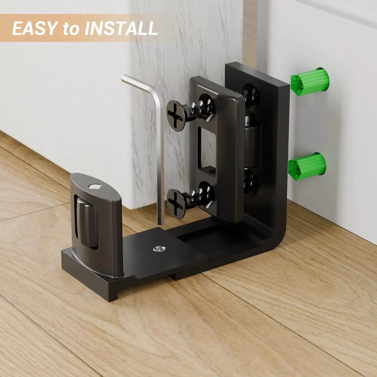Sliding Barn Door Bottom Floor Guide With Adjustable U Shaped Flat Bottom Design Easy To Install And Wall Mounted Black Finish