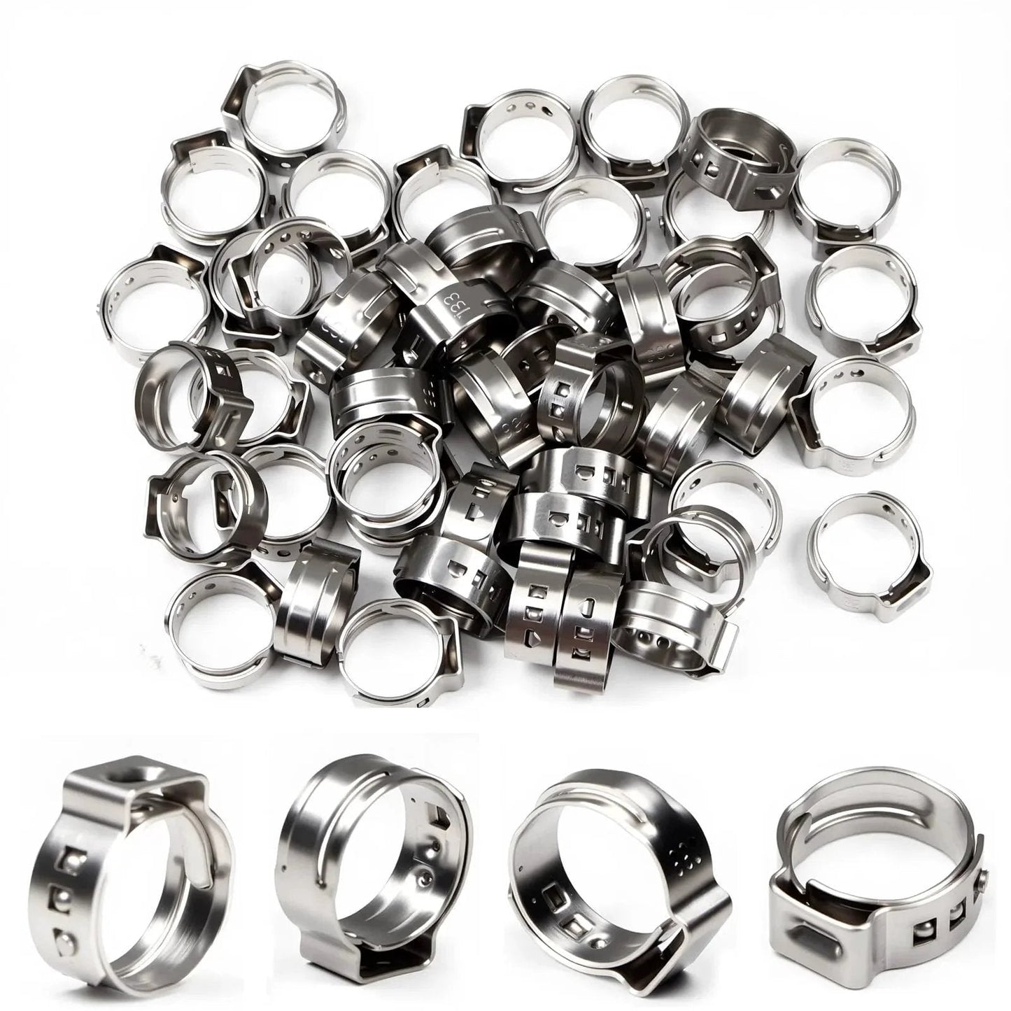 55 Pcs Single Ear Hose Clamps 10.8mm To 13.3mm 304 Stainless Steel Crimp Clamps Ear Clamp Pinch Clamp Stepless Hose Clamp For Automotive Home Appliances Plumbing And Marine Applications Reliable Corrosion Resistant Clamp Set