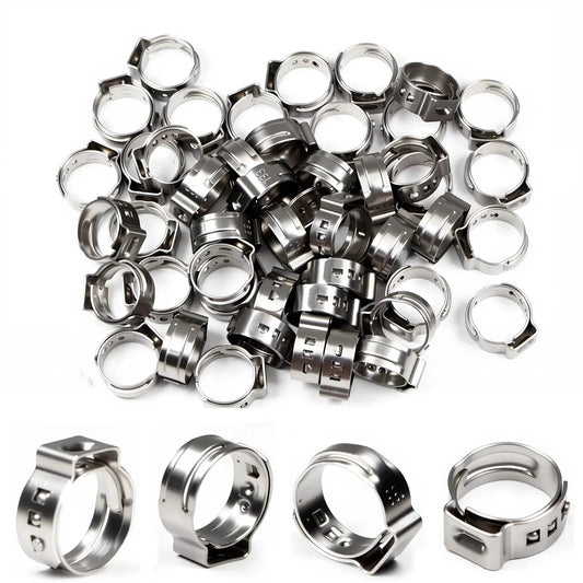 55 Pcs Single Ear Hose Clamps 10.8mm To 13.3mm 304 Stainless Steel Crimp Clamps Ear Clamp Pinch Clamp Stepless Hose Clamp For Automotive Home Appliances Plumbing And Marine Applications Reliable Corrosion Resistant Clamp Set