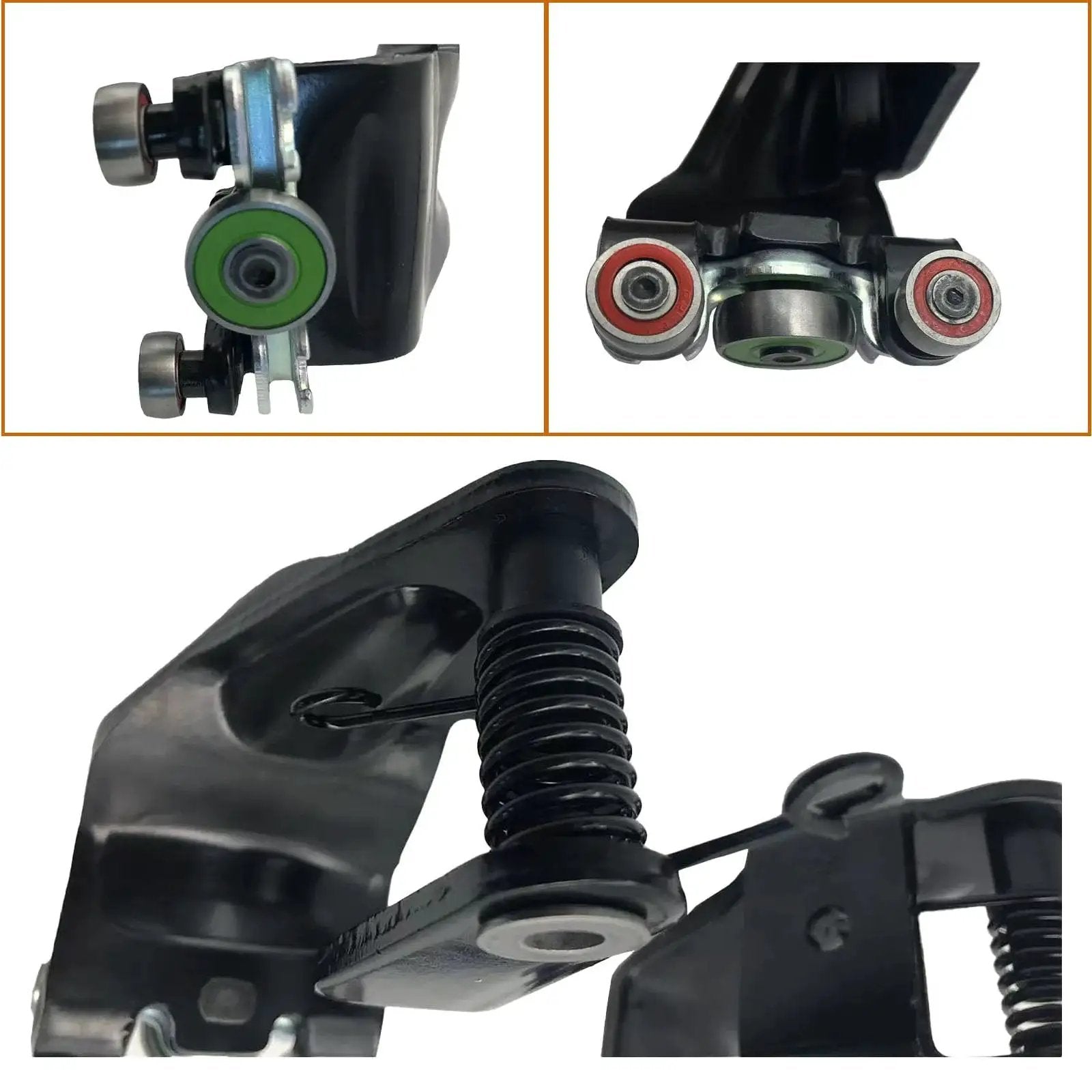 Sliding Door Roller Kit With Metal Bearings For Power Sliding Doors Left Driver Side And Right Passenger Side Compatible With Honda Odyssey 2005 2010 Replacement Center Pair With Plastic, showing close-up of metal bearings and plastic components