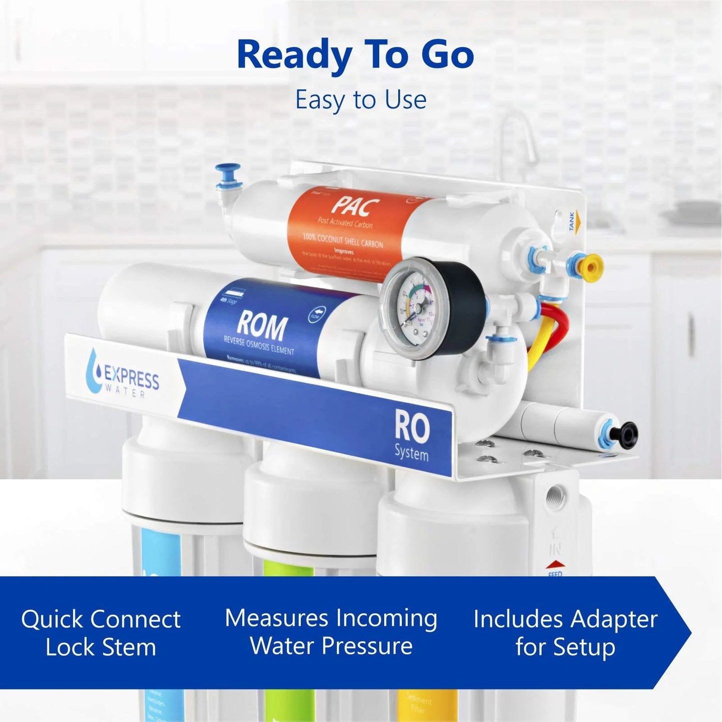 Home Water Pressure Gauge For Reverse Osmosis Systems 160 PSI Monitor With T Stem Adapter Easy Install For RO Filtration