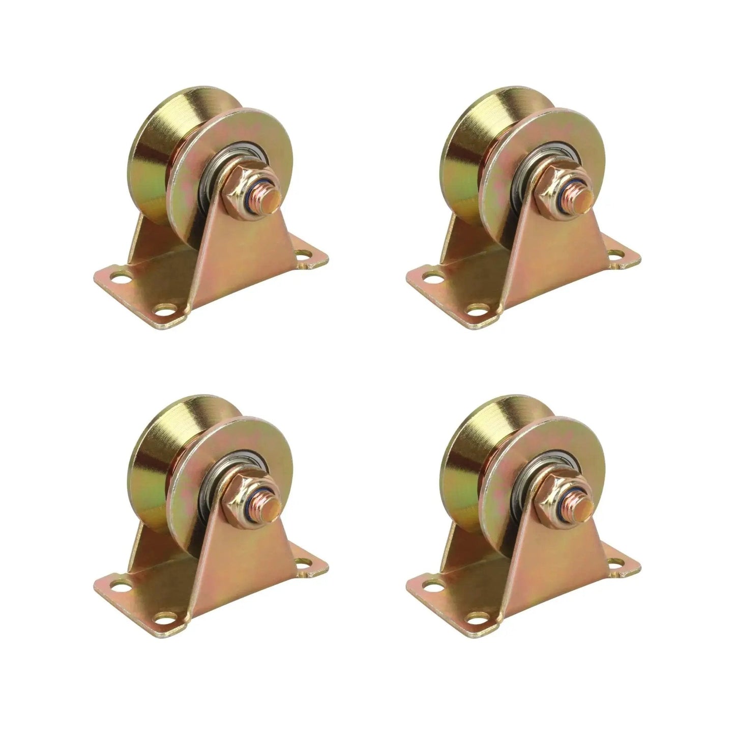Heavy Duty 2 Inch V Groove Caster Wheels Set For Industrial Machines With Smooth Rolling And Double Bearings For Sliding Gates And Wire Rope Rails Set Of 4