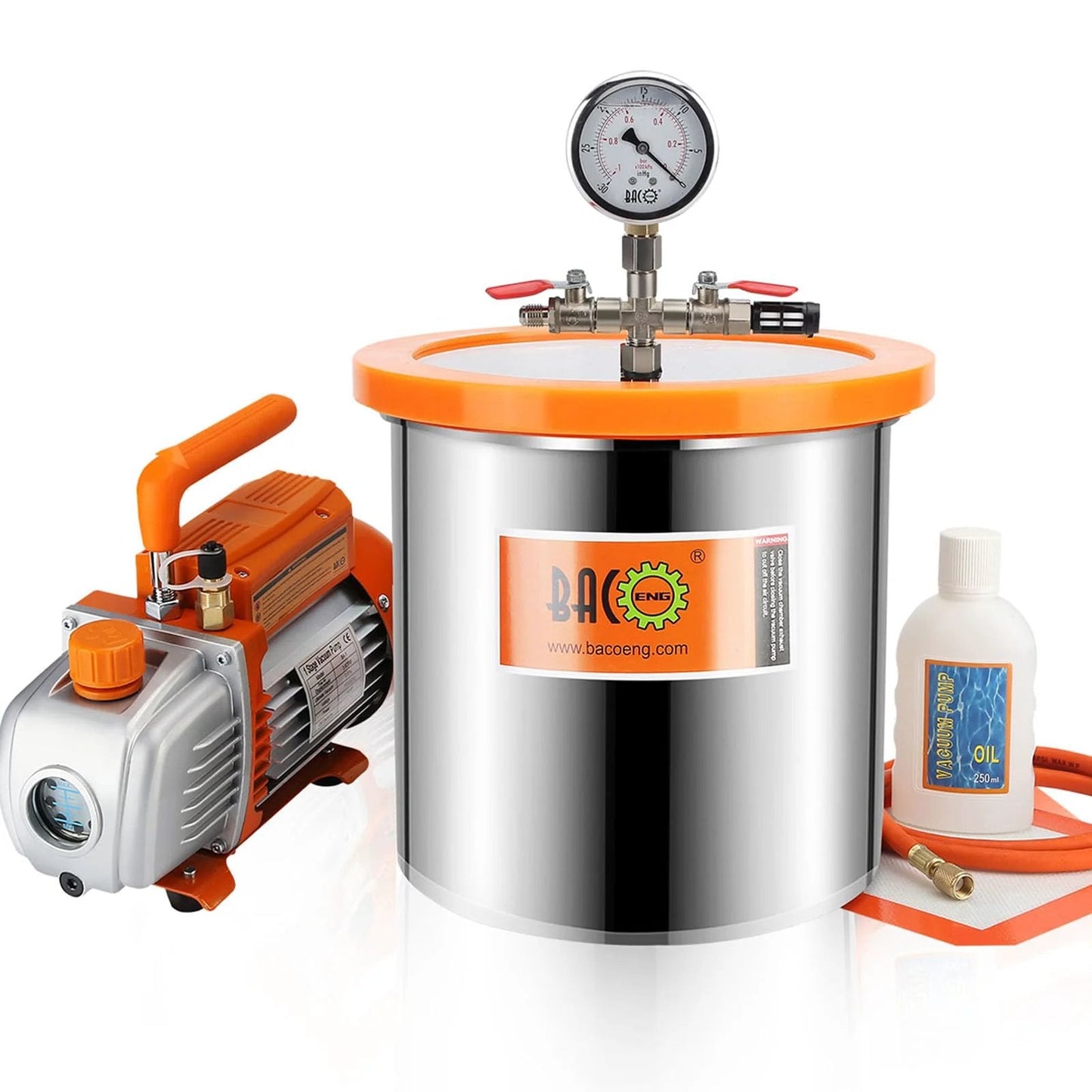 3 Gallon Tempered Glass Lid Vacuum Chamber With Pump For Resin Silicone Epoxy And Wood Stabilizing Pro Grade Heavy Duty Stainless Steel Degassing Kit With 3.6 CFM Vacuum Pump And Minus 29.92 InHg Performance