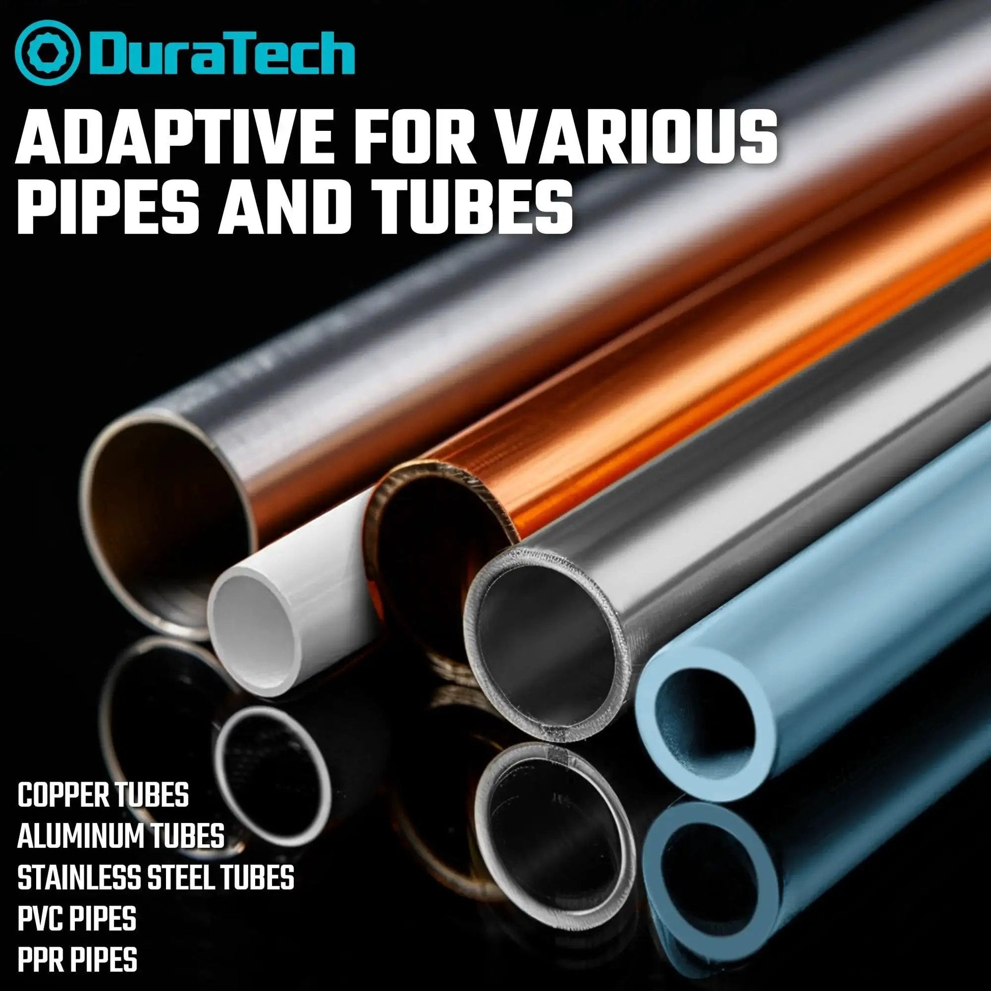 Versatile Tubing And Pipe Reamer For Quick Deburring From 0.25 Inch To 1.25 Inch OD with various metal and PVC tubes.
