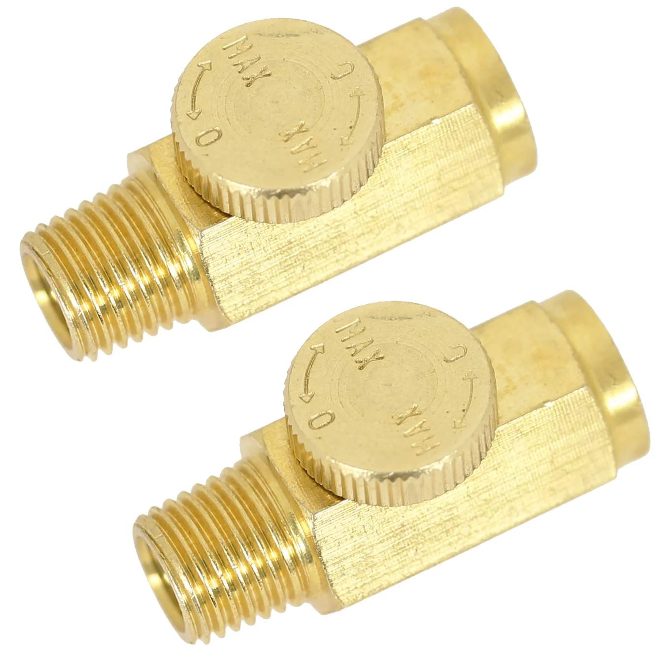 Workhorse Brass Pro Grade In Line Air Flow Regulator With Thumbscrew Control One Quarter Inch NPT Not A Shutoff Valve Two Pack For Precise Adjustable Air Flow In Compressed Lines By UFFY Tools