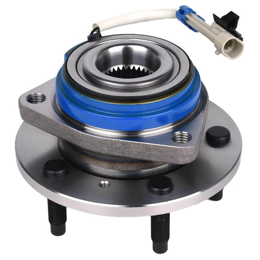 Front Wheel Hub Bearing Assembly 513179 Compatible with Cadillac Seville DeVille, 5-lug ABS unit, showing abs sensor wire