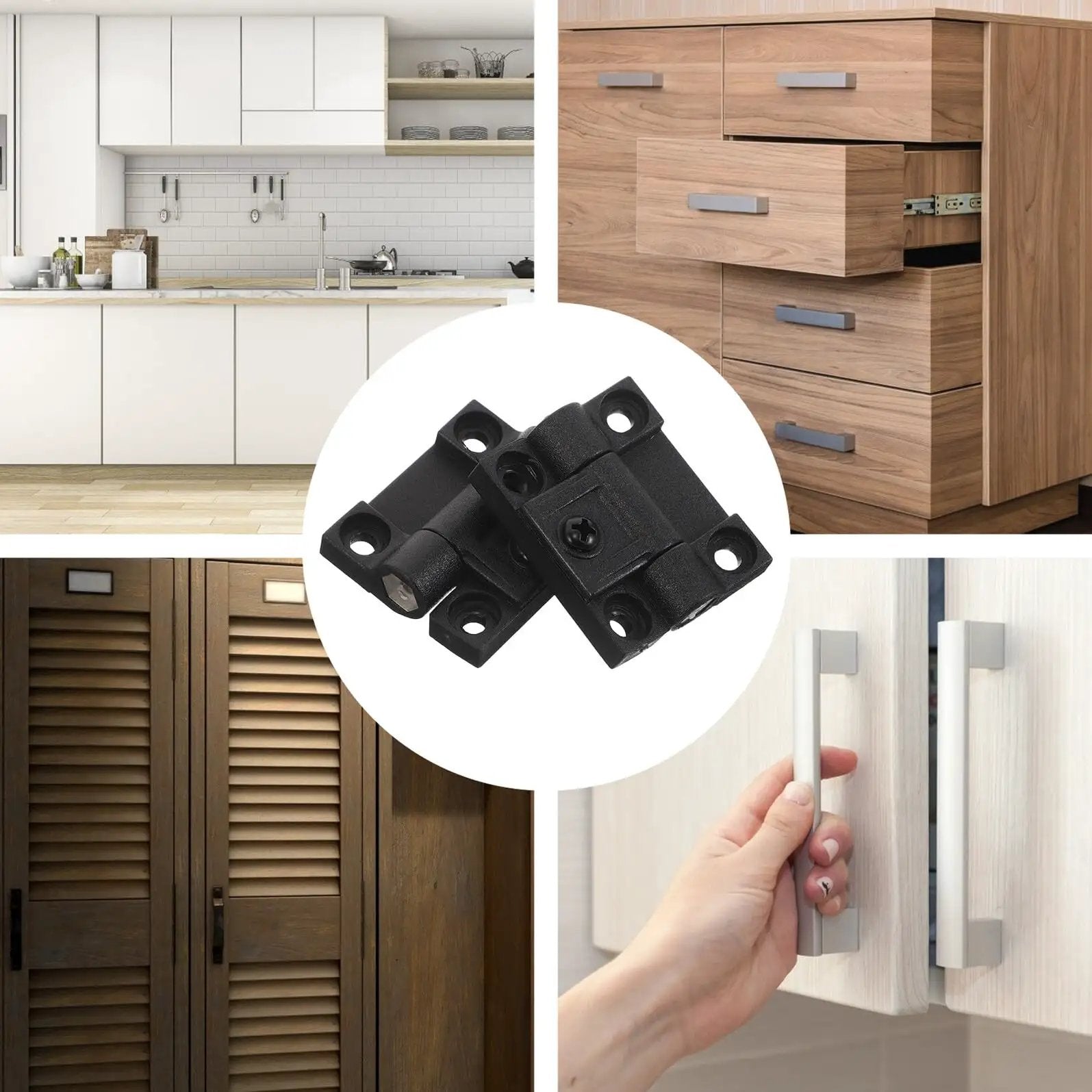 Torque Friction Positioning Hinges With Ball Bearing For Cabinet Doors, 90 Degree Folding Support, Adjustable, black finish