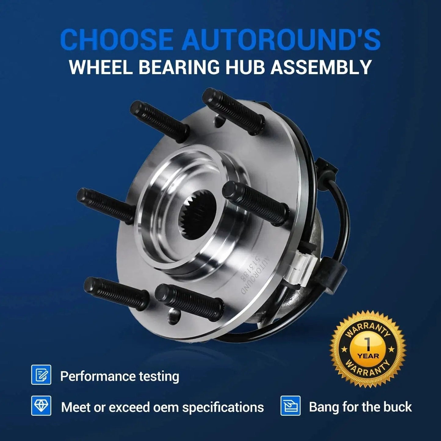Front Wheel Hub And Bearing Assembly 513188 For Chevy Trailblazer SSR GMC Envoy Buick Rainier Isuzu Ascender Saab Nine Seven X 6 Lug With ABS Replacement Replaces 513188 8151 Convenient Plug And Play Fit