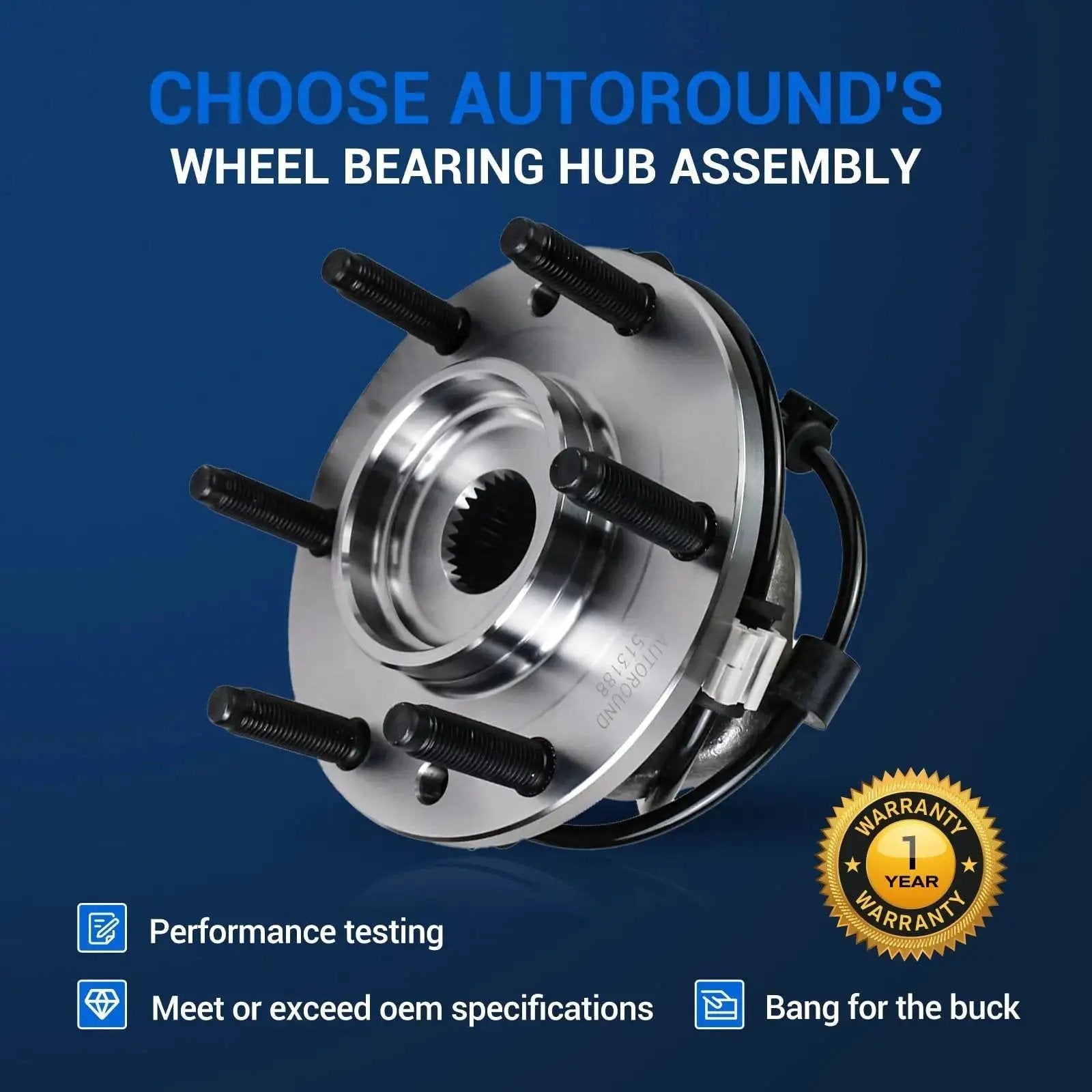 Front Wheel Hub And Bearing Assembly 513188 For Chevy Trailblazer SSR GMC Envoy Buick Rainier Isuzu Ascender Saab Nine Seven X 6 Lug With ABS Replacement Replaces 513188 8151 Convenient Plug And Play Fit