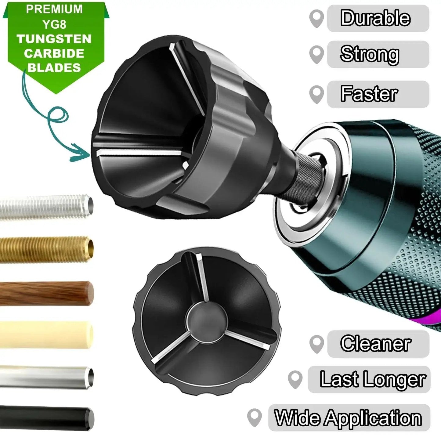 Pro Grade Tungsten Carbide Chamfer Set 2-Pack For External Burr Removal And Deburring YG8 Carbide Bits in drill with materials