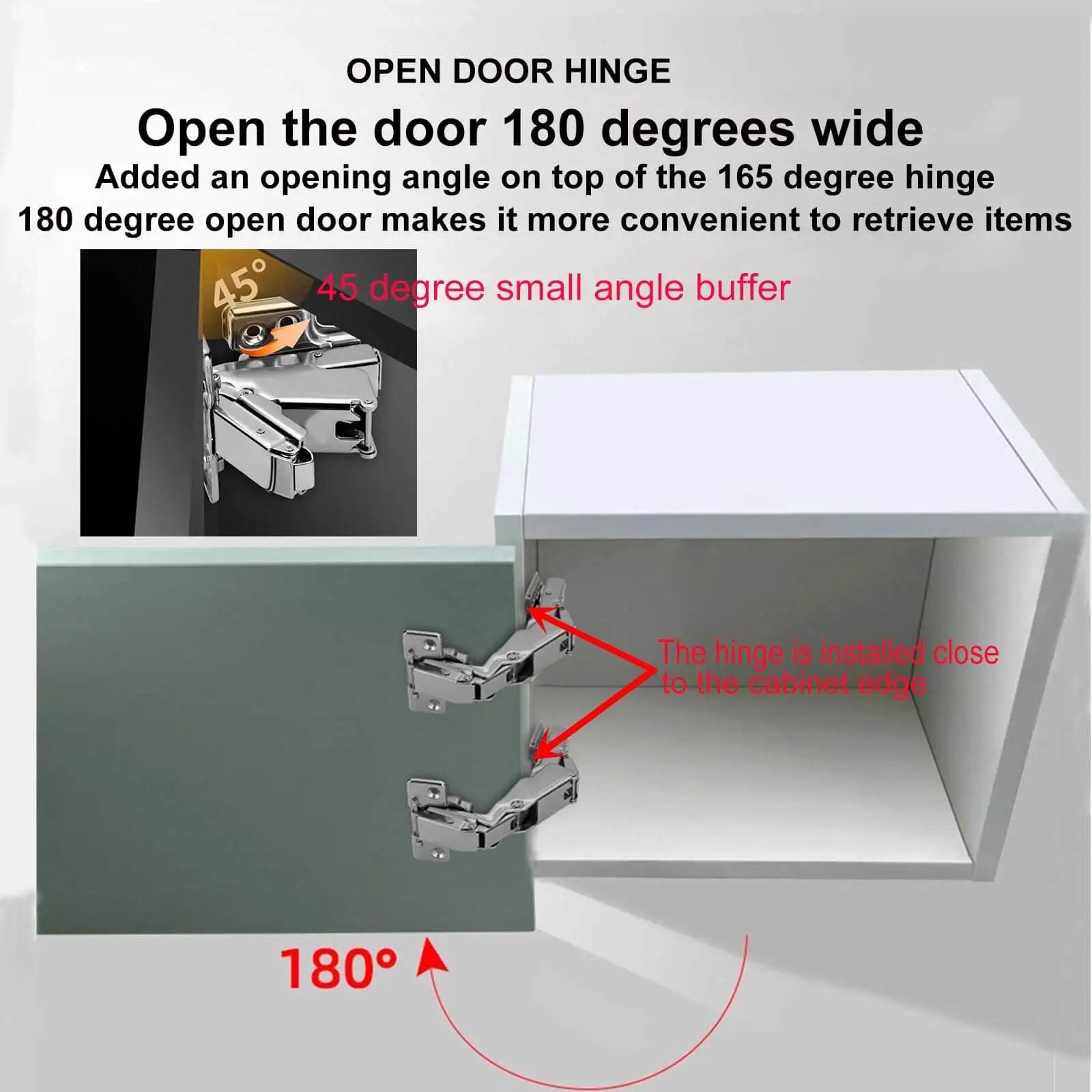 180 Degree Frameless Cabinet Hinges With Soft Close For Quiet Smooth Closure Nickel Plated Steel Concealed Hydraulic Adjustable Mechanism Full Overlay Design Durable Cold Rolled Steel No Fuss Install 2 Pack shown installed on cabinet door