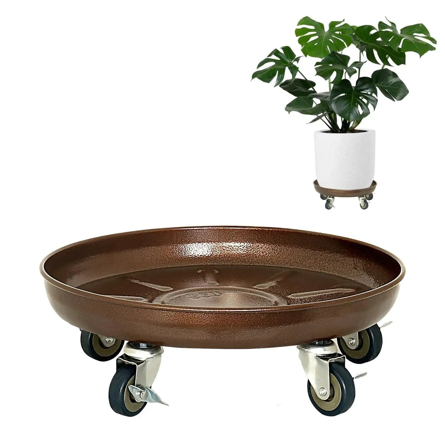 Heavy Duty Rolling Plant Caddy With Wheels 12 inch plant stand, durable metal construction, rust-resistant, locking casters for easy maneuvering, indoor or outdoor use
