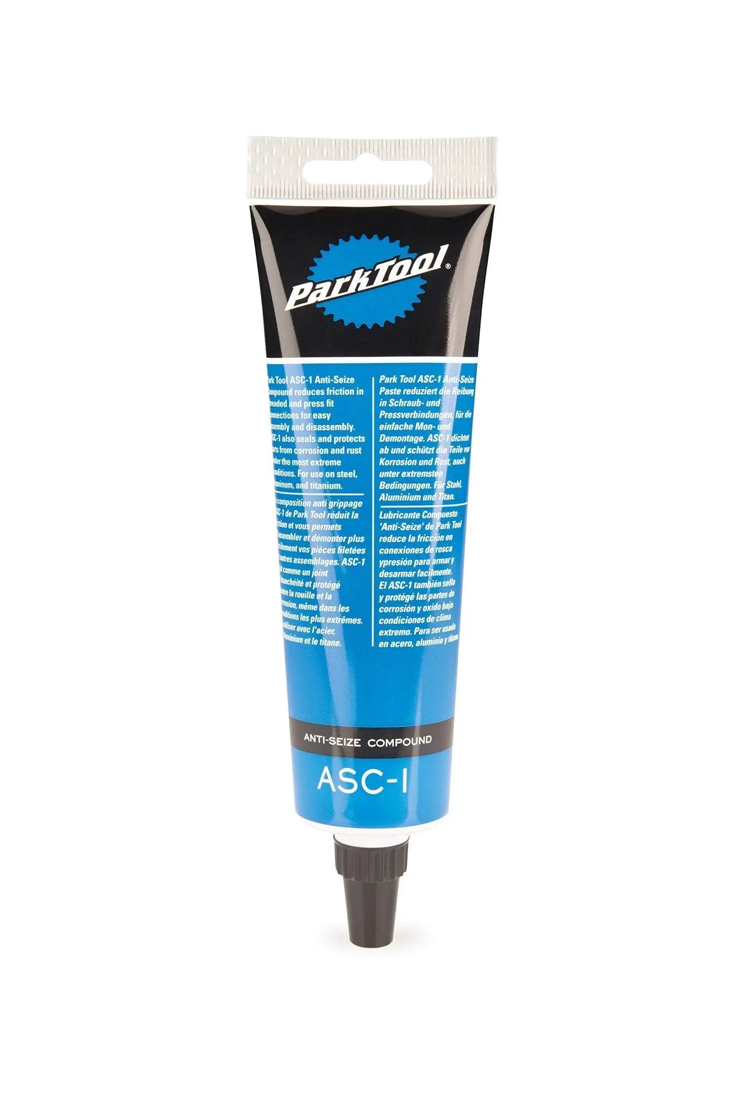 Tube of Anti Seize Compound ASC 1 for bike and mechanical assemblies, 4 oz, front view, protects steel, aluminum, titanium from rust.