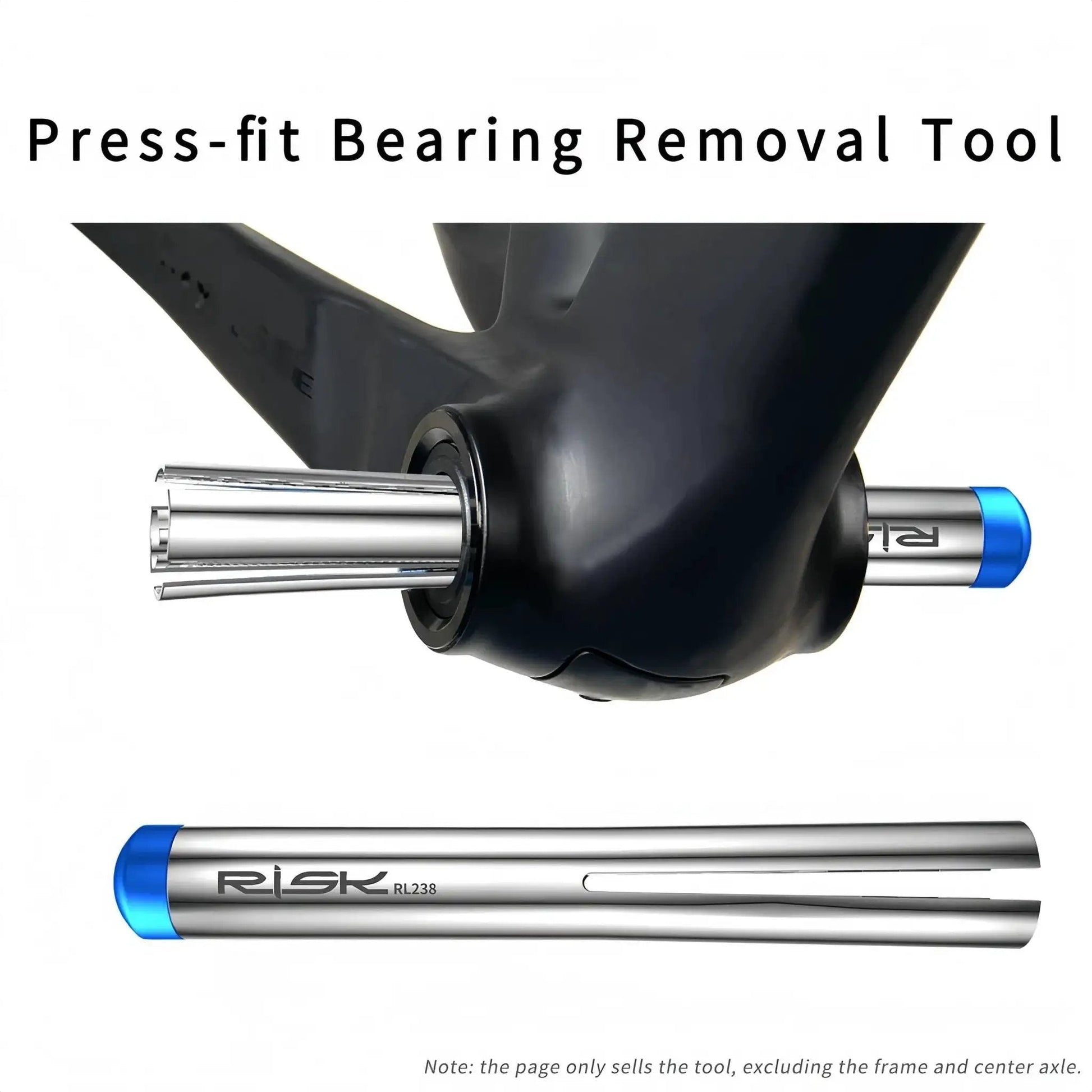 Bottom Bracket Bearing Press Tool For 22 To 24 Mm Spindles with blue cap used in bike frame