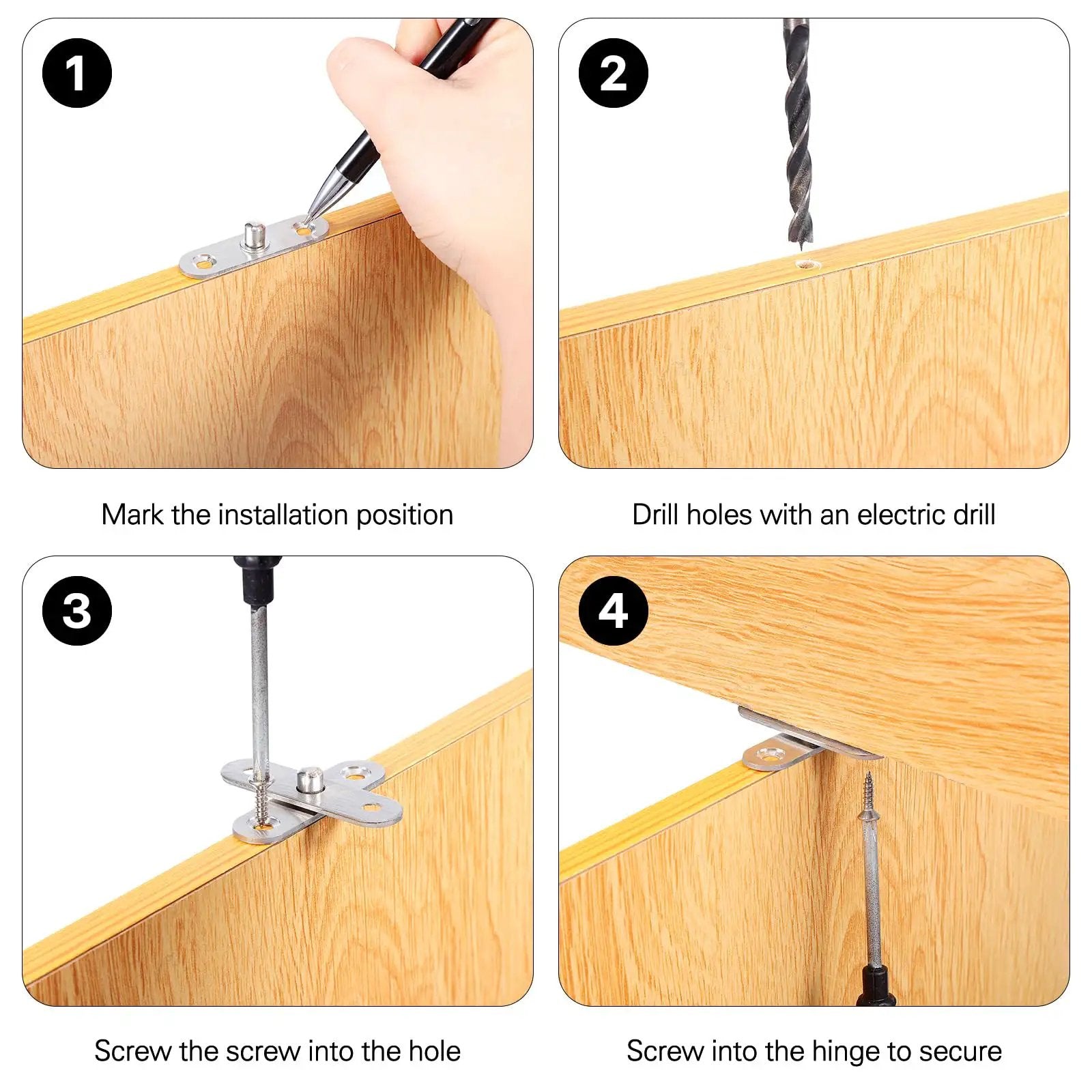 Installation guide for 20 Pack Pivot Hinge With 360 Degree Rotation Hidden Door Hinge 2.2 Inch By 0.6 Inch Stainless Steel
