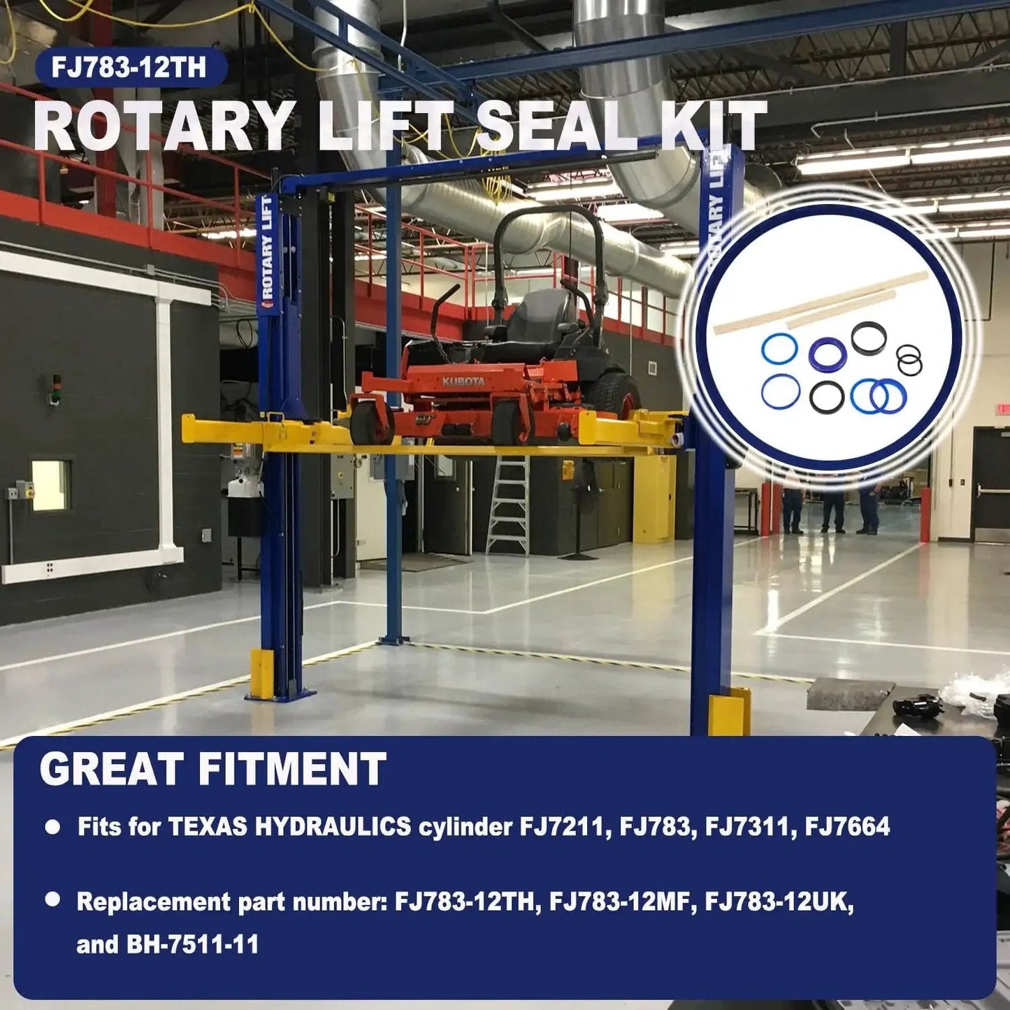 Heavy Duty Hydraulic Cylinder Seal Kit For Rotary Lift And Texas Hydraulics Cylinders, Fits SP55 SP80-4 SP80-5 Models