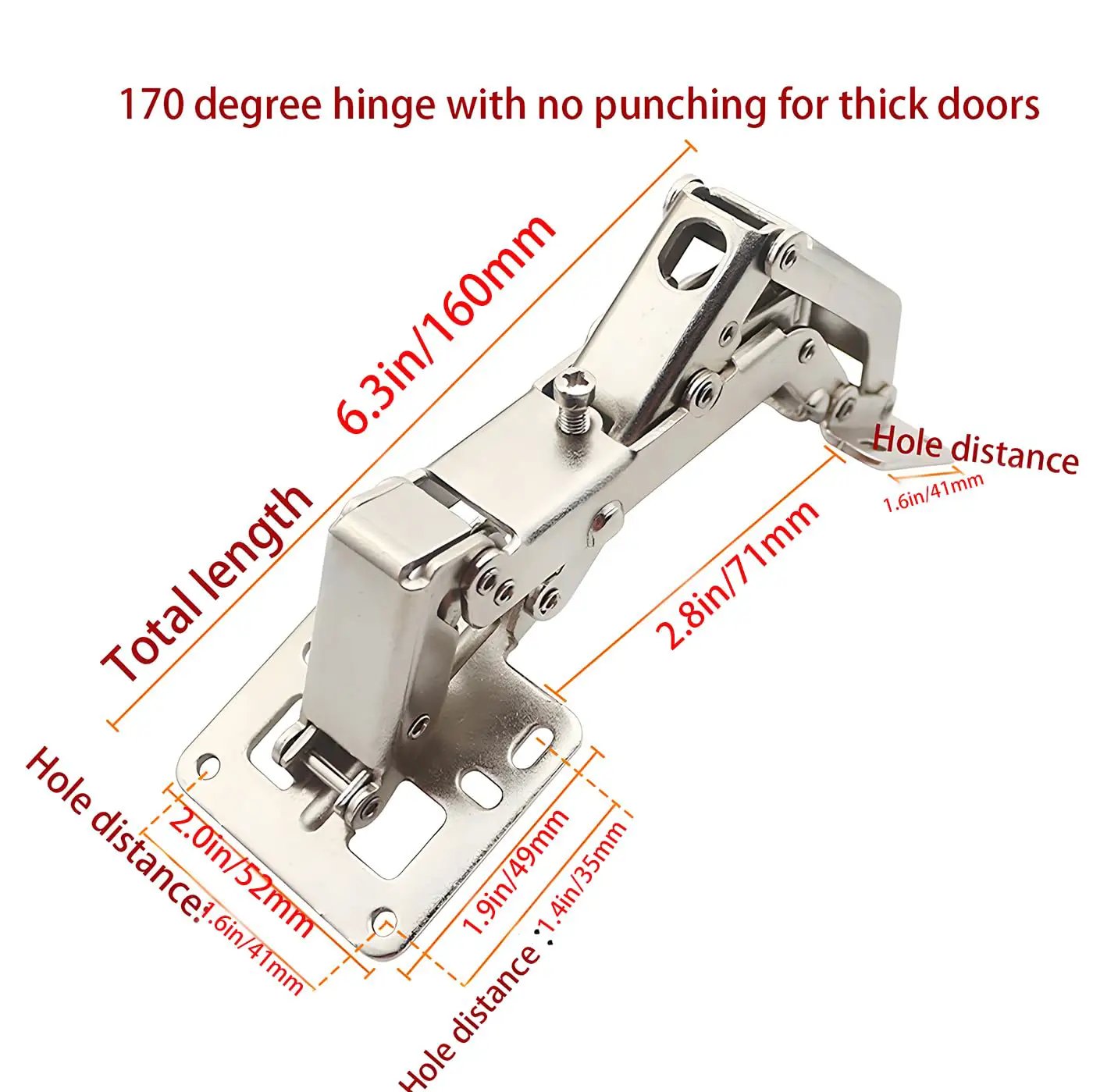 Close-up of 4 Pack 170 Degree Hidden Cabinet Hinges For Frameless Cabinet Doors Heavy Duty Hydraulic Adjustable Soft Close Universal Fit