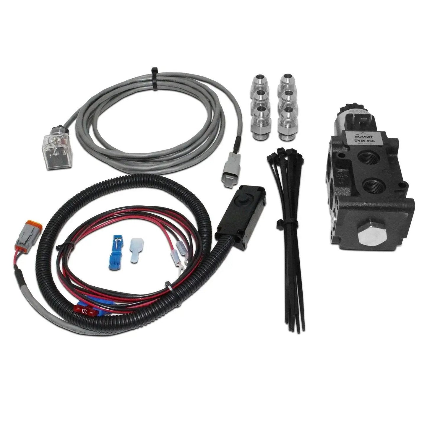 Hydraulic Multiplier Diverter Valve With Switch For Easy Added Circuit Control 13 GPM Flow 3625 Max PSI components displayed