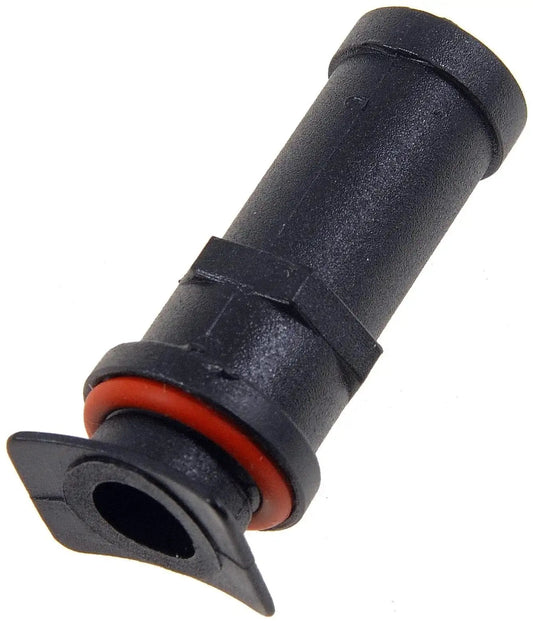 Universal Radiator Overflow Tube Repair Kit With O Ring For Leak Resistant Fit, black tube with red O-ring, front view
