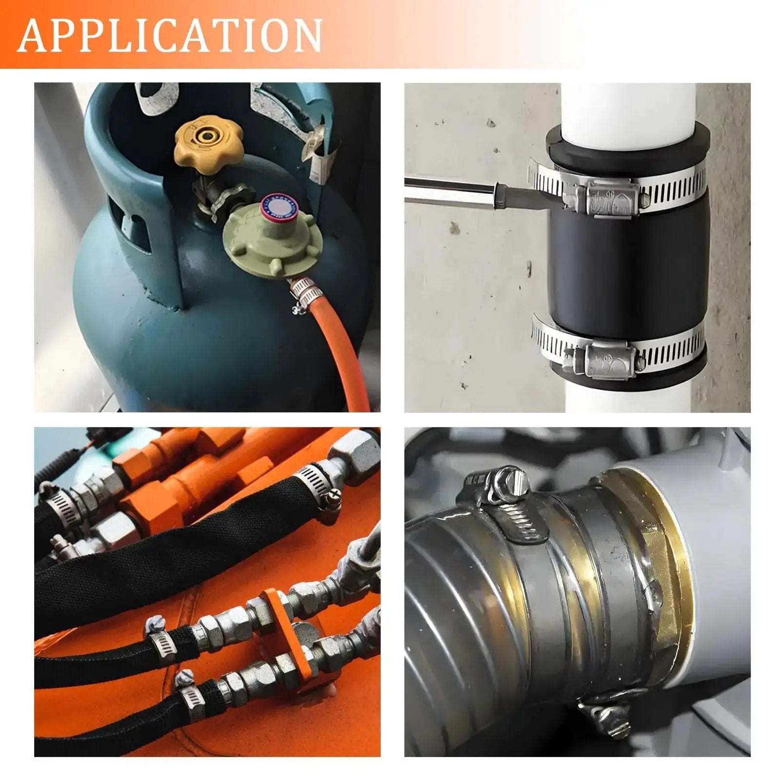 Heavy Duty 202 Piece Stainless Steel Hose Clamp Kit 304 Stainless Worm Gear Clamps From Quarter Inch To Two Inch used in various piping applications