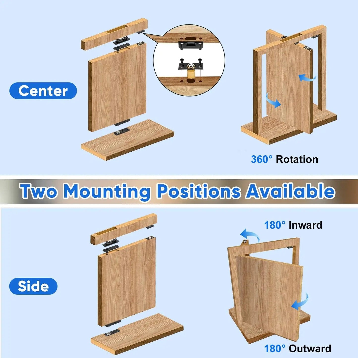2 Pack Stainless Steel Hidden Door Hinges With 360 Degree Rotation For Secret Doors Beefy Heavy Duty Pivot Hinges Installed Example