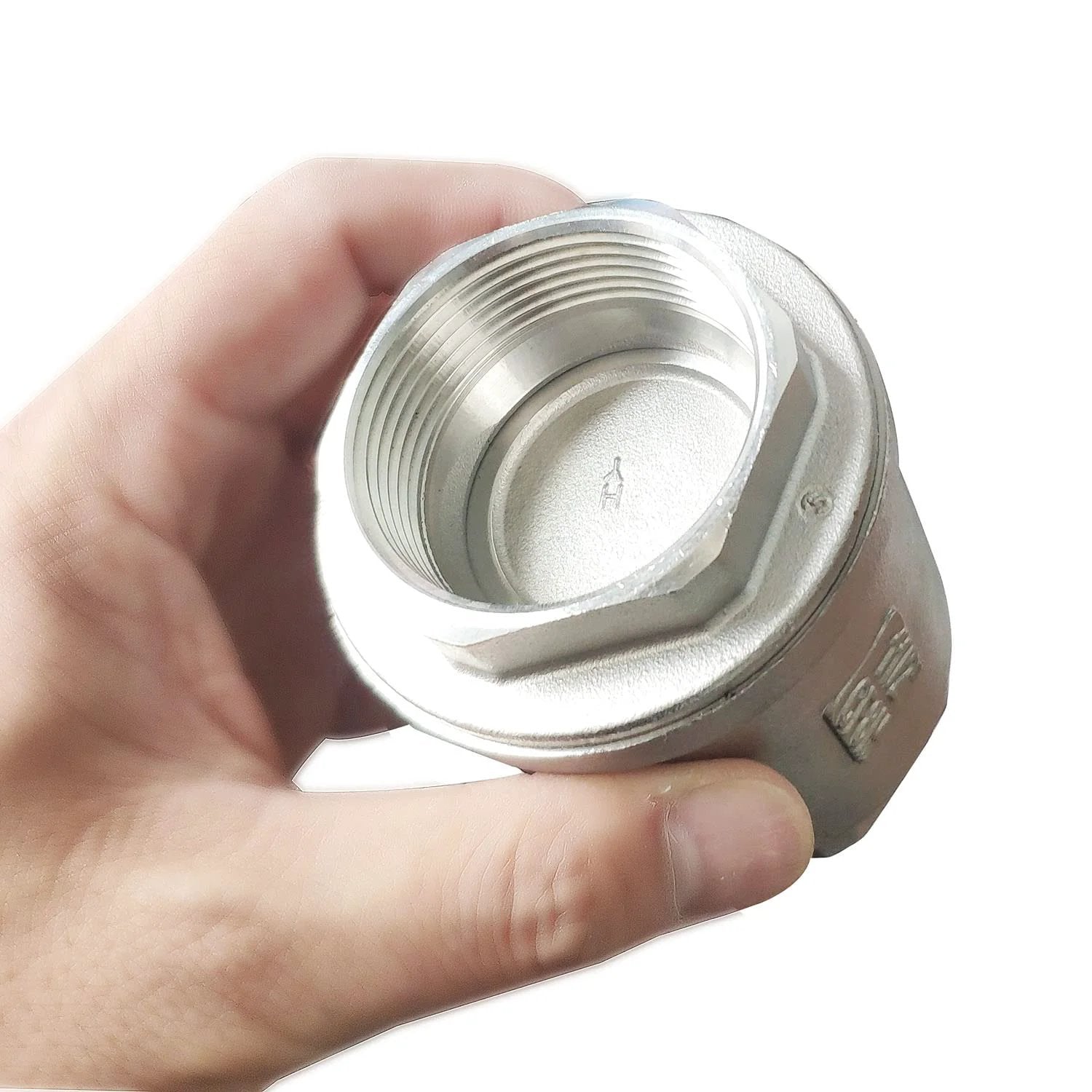 Vertical Heavy Duty Inline Check Valve One And One Half Inch Female NPT Spring Loaded 4.5 PSI Cracking Pressure 304 Stainless Steel CF8M