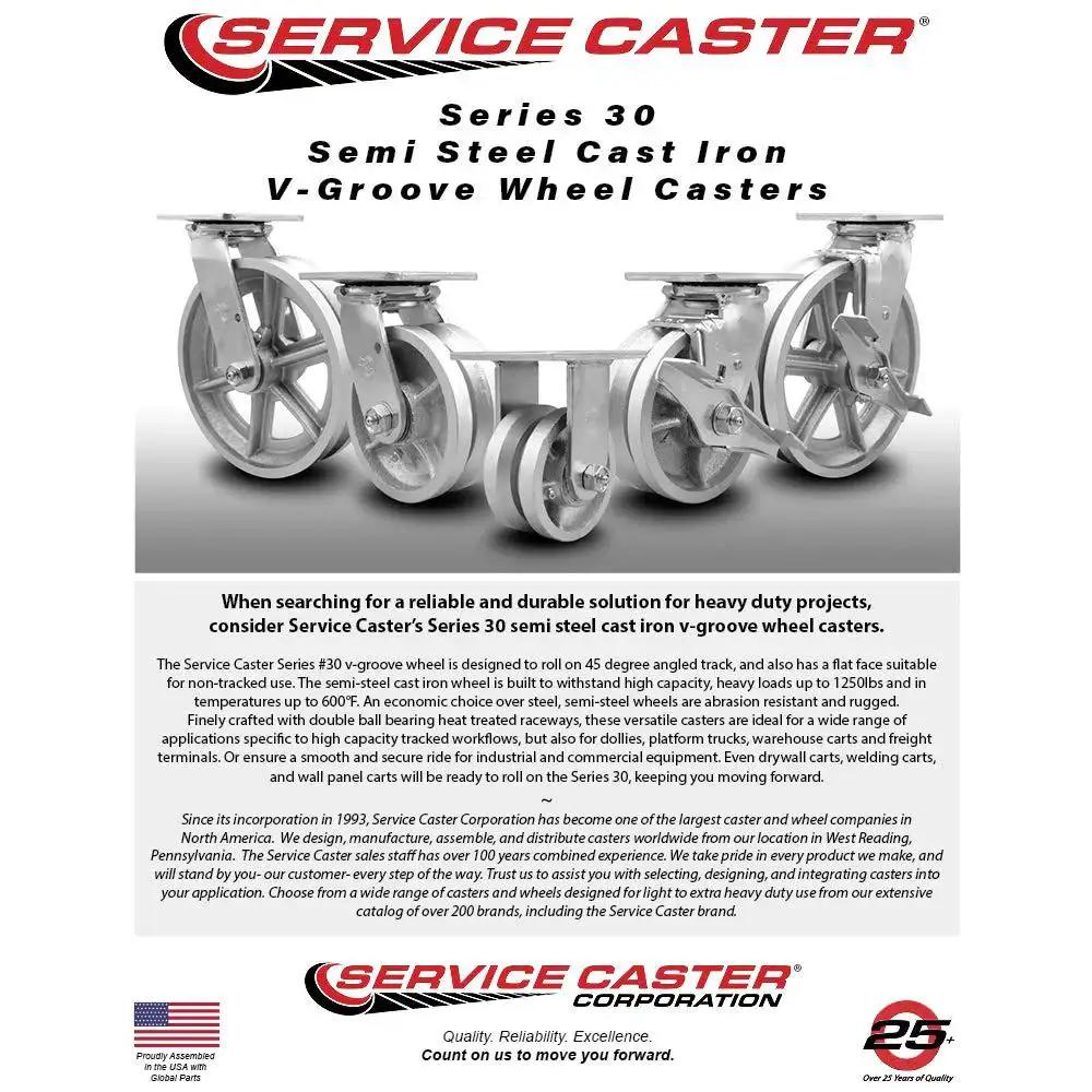 Service Caster Series 30 Semi Steel Cast Iron V-Groove Wheel Casters promotional image.