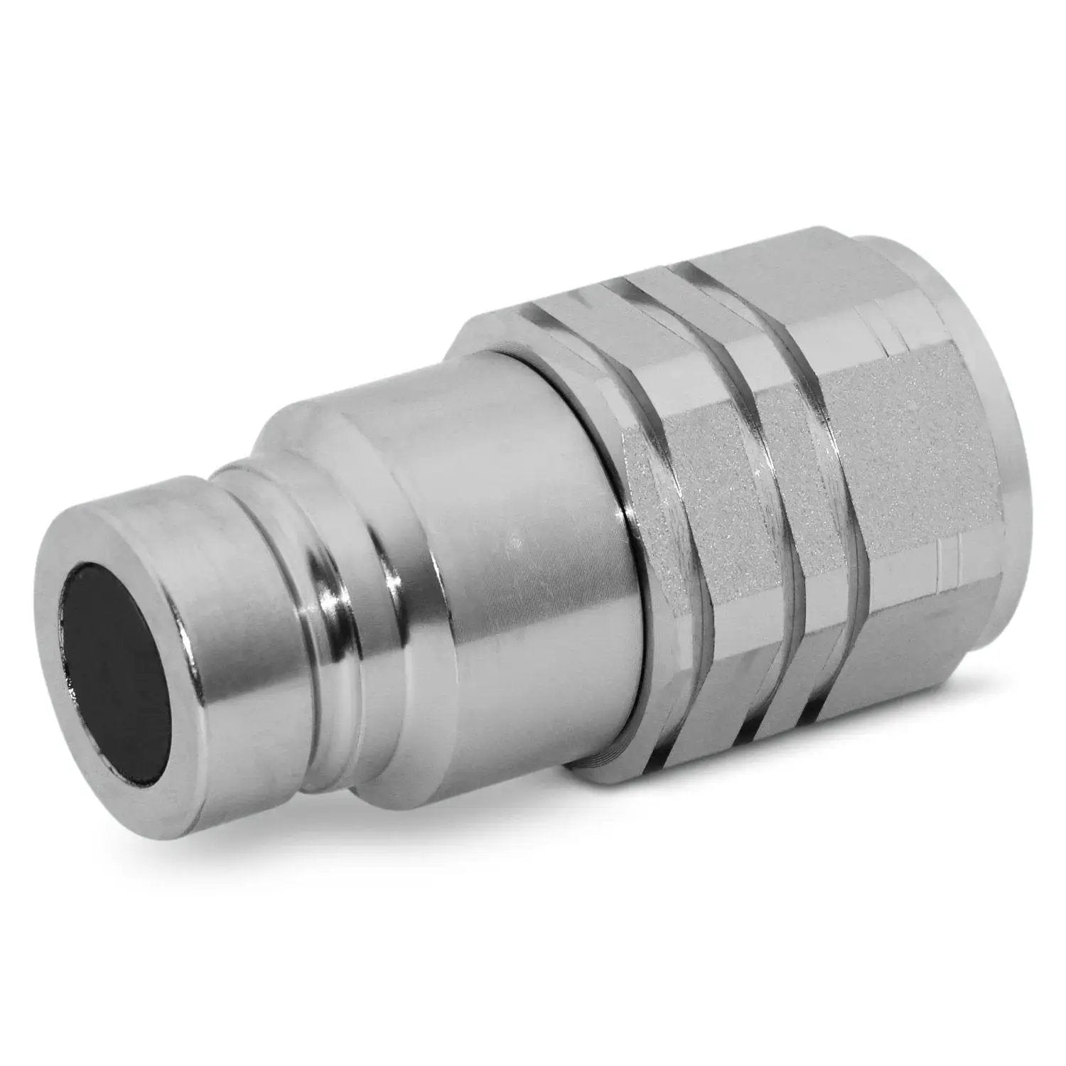 High-Flow Flat Face Skid Steer Hydraulic Quick Connect Couplers Set 5/8 In Body By 3/4 In NPT Thread side view